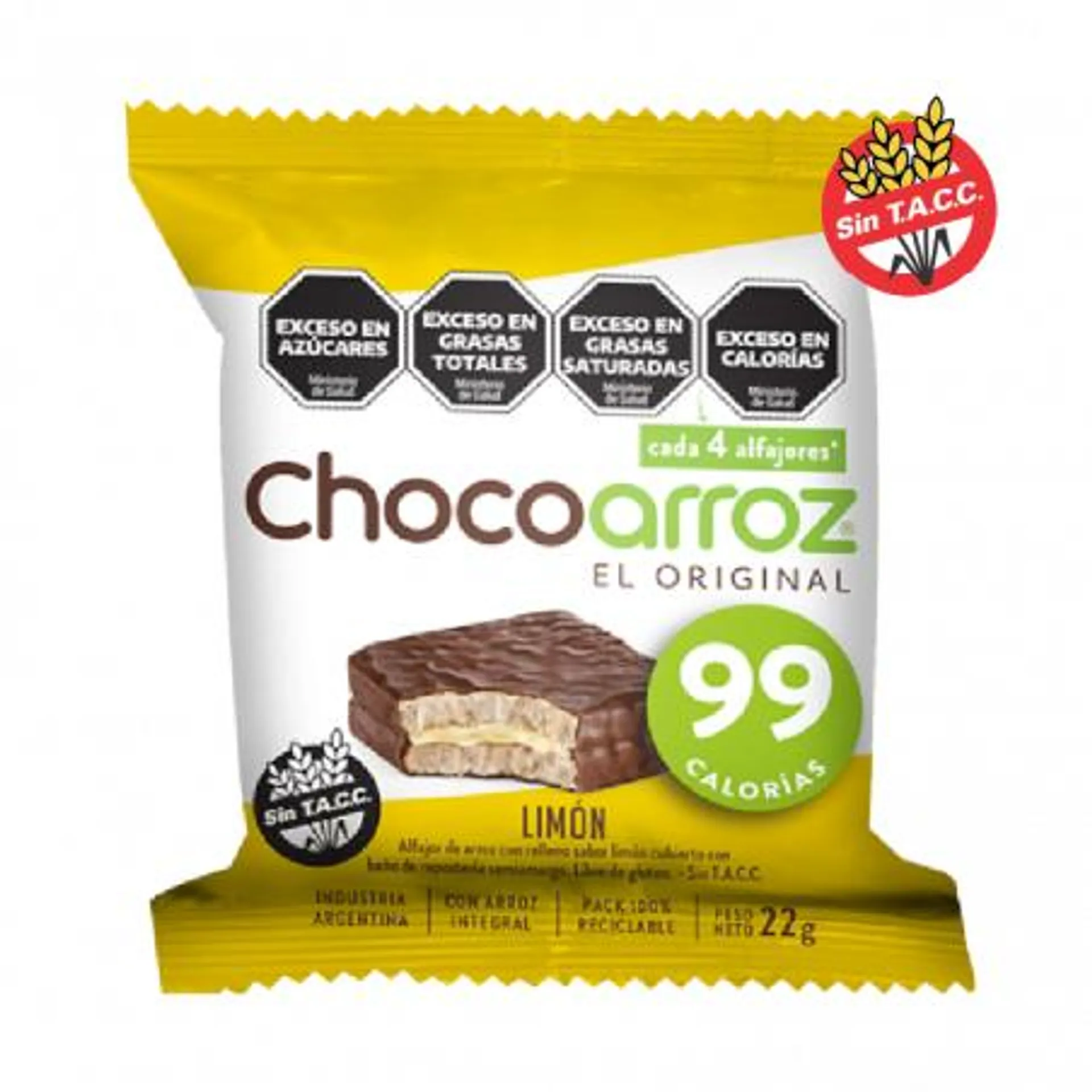 ALFAJOR CEL. CHOCOARROZ LIMON 22 GRS