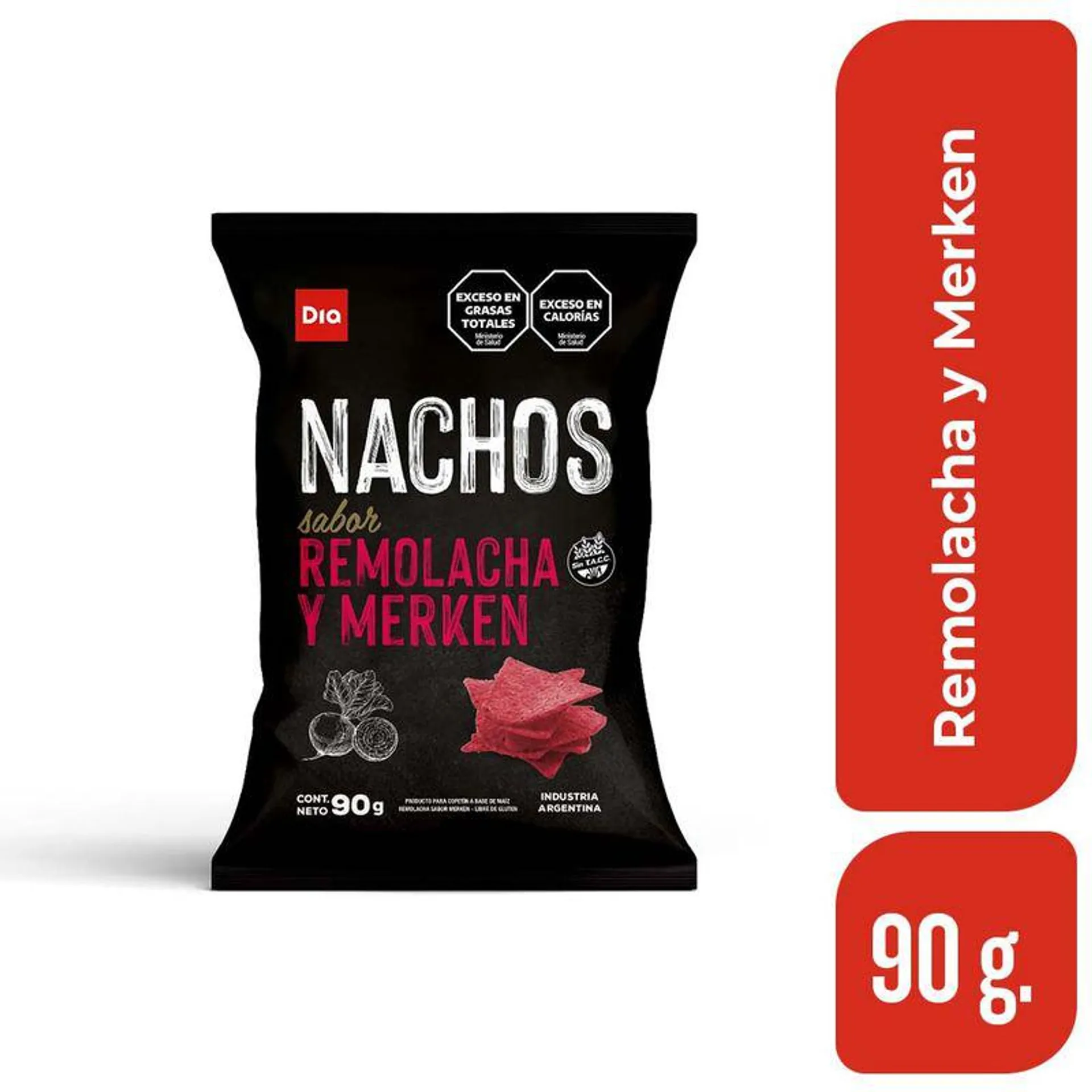 Nachos Sabor Remolacha y Merken DIA 90 Grs.