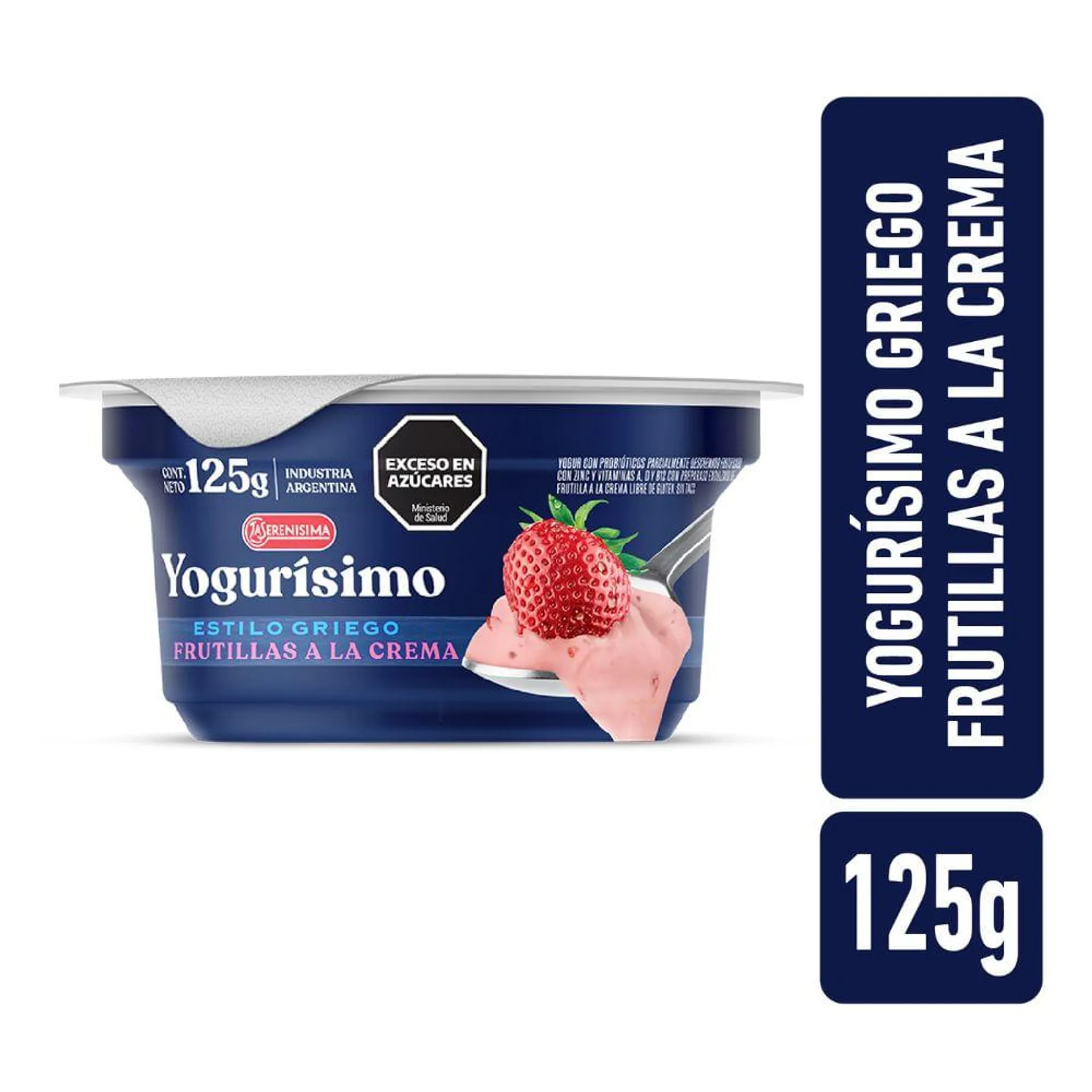 Yogur Griego Frutillas A La Crema Yogurisimo 125 Gr.