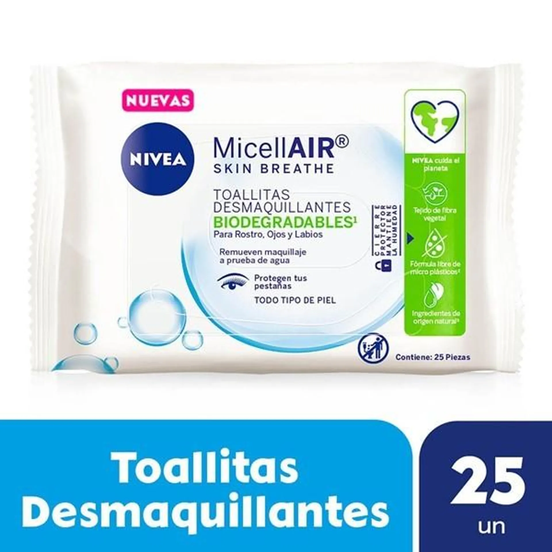 Nivea Toallitas Desmaquillantes 4 en 1 micellair Todo Tipo de Piel 25 Unidades