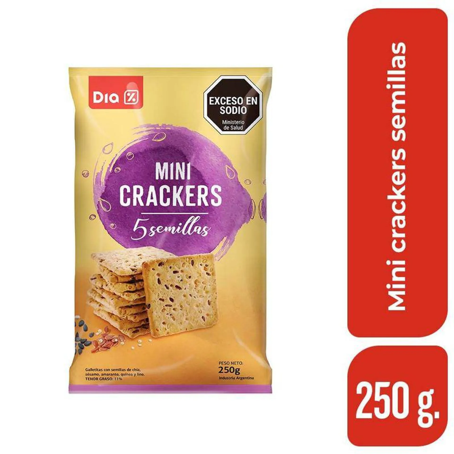 Galletitas Cracker 5 Semillas Dia 250 Gr.