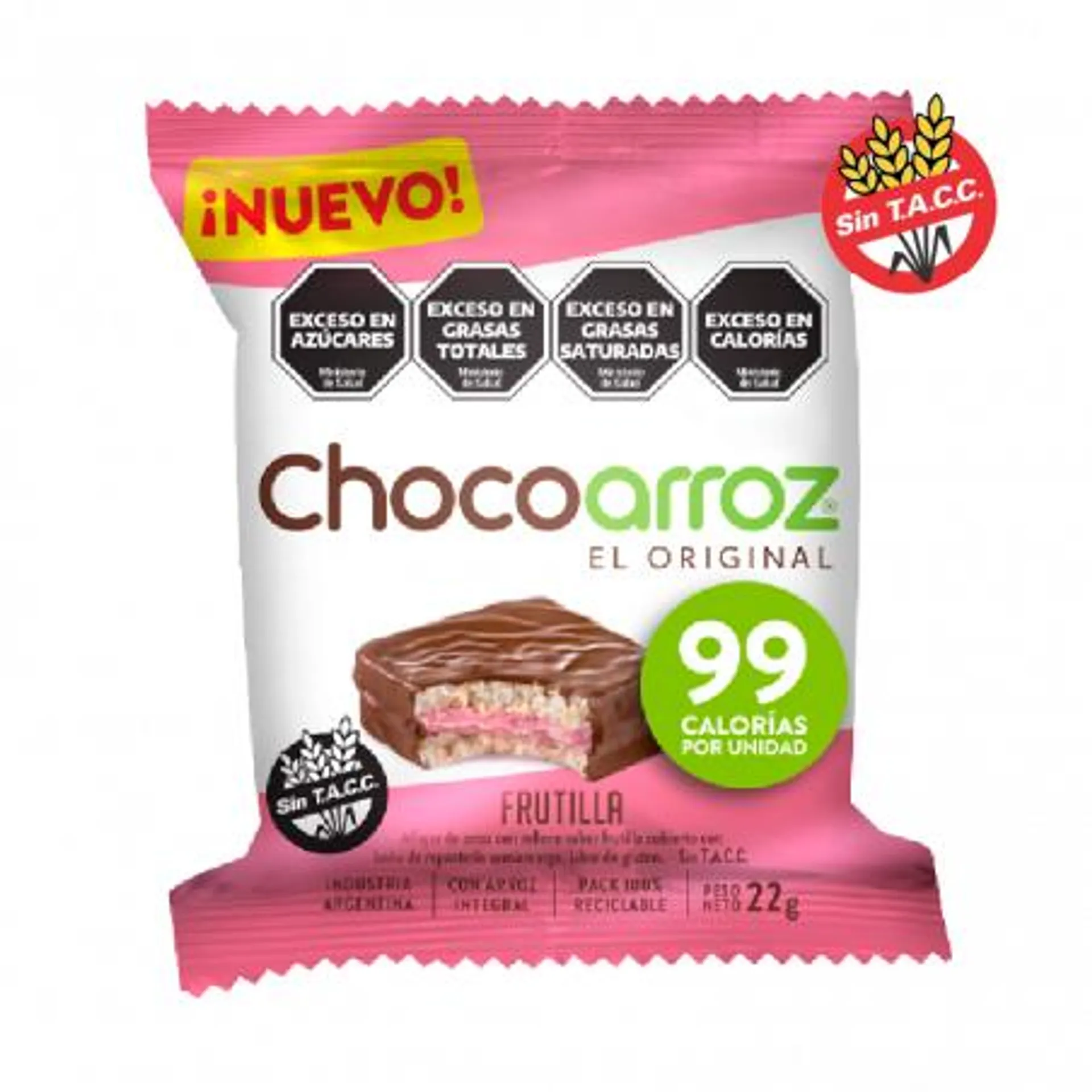 ALFAJOR CHOCOARROZ FRUTILLA 22 GRS