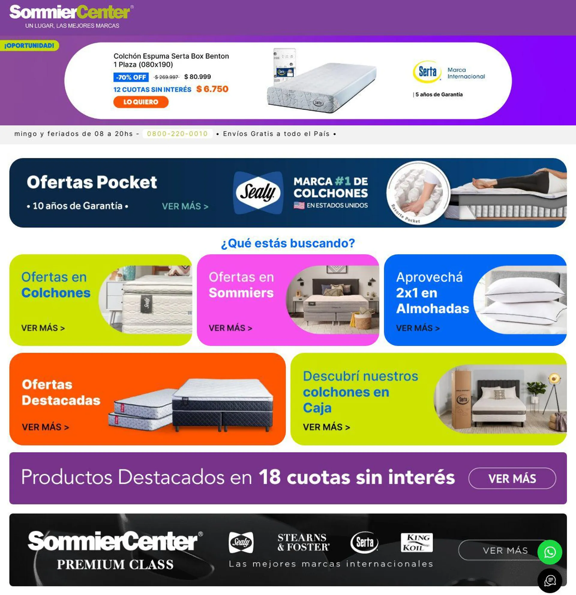 Sommier center almohadas dos por outlet uno