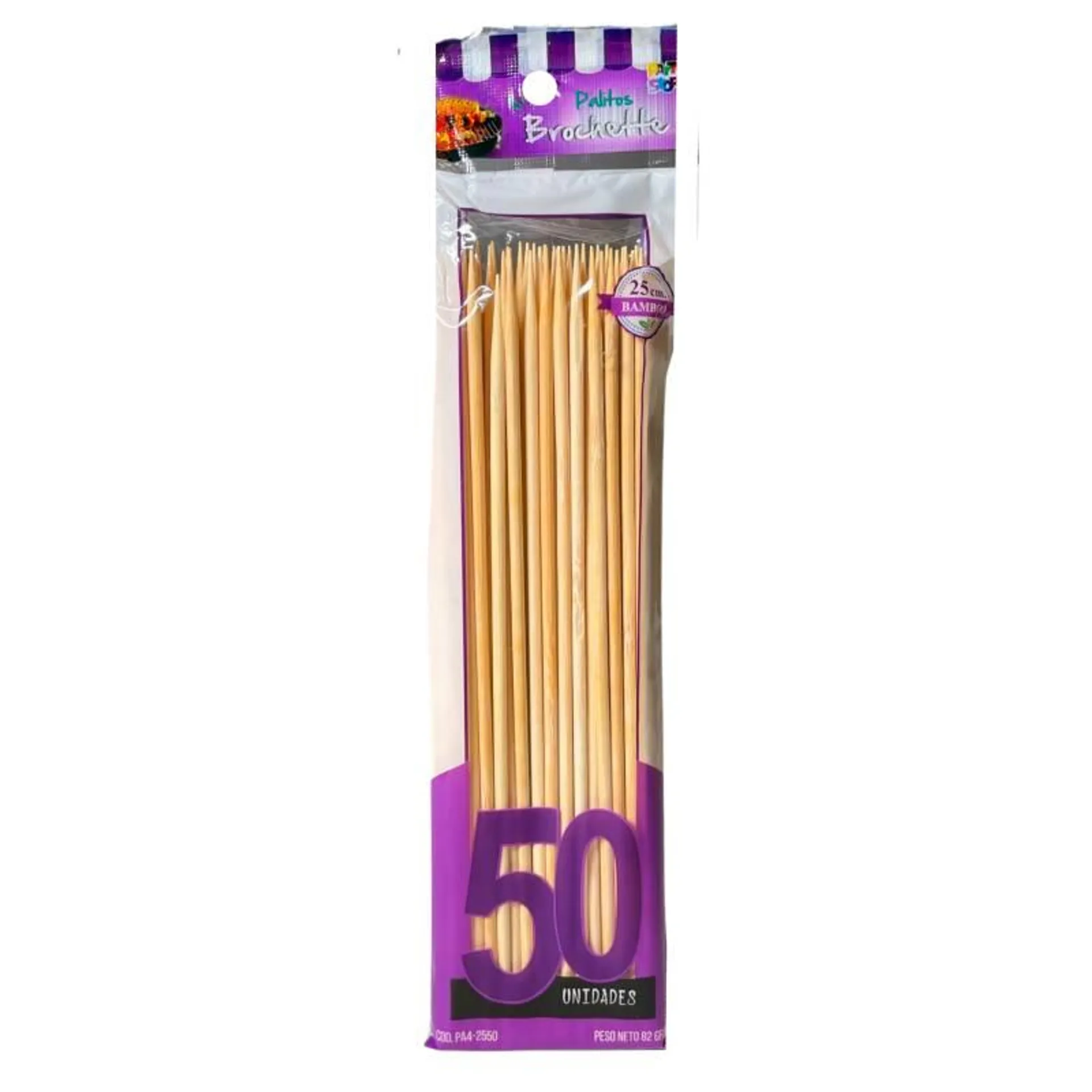 Palito Brochette 25cm x 4mm Party Store x 50 Un.