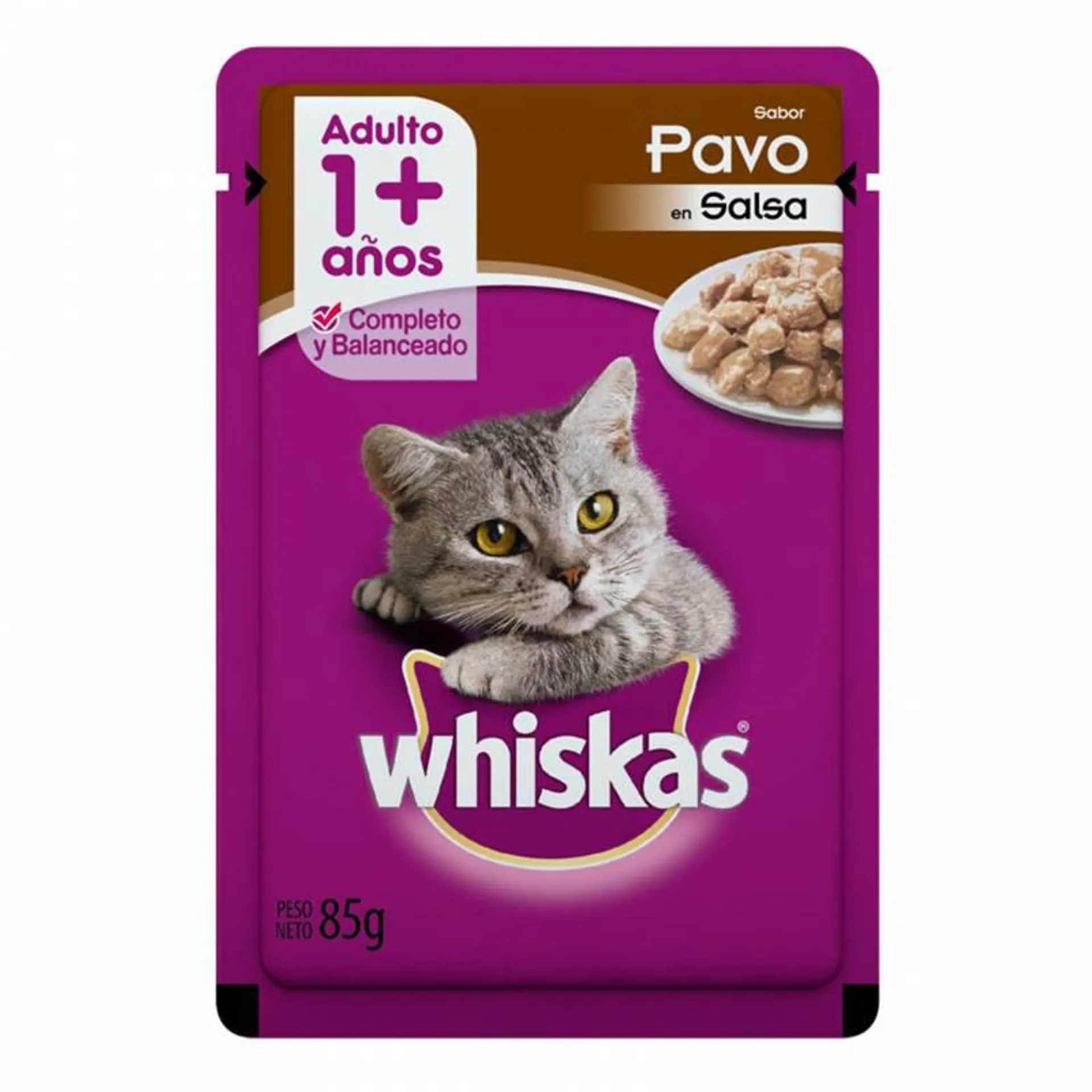 Alimento para Gato Adulto Pouch Pavo Whiskas x 85 g.