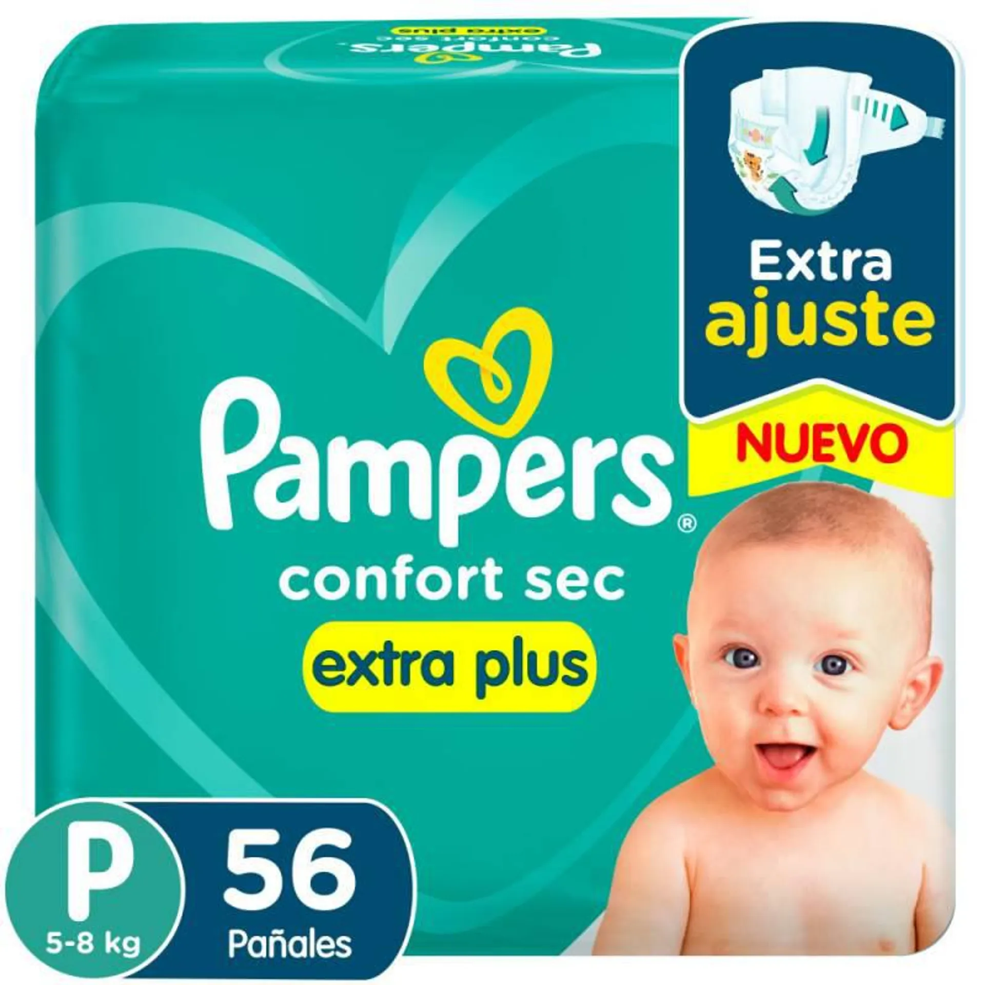 Pañal P Confortsec Plus Híper Pampers x 56 Un.