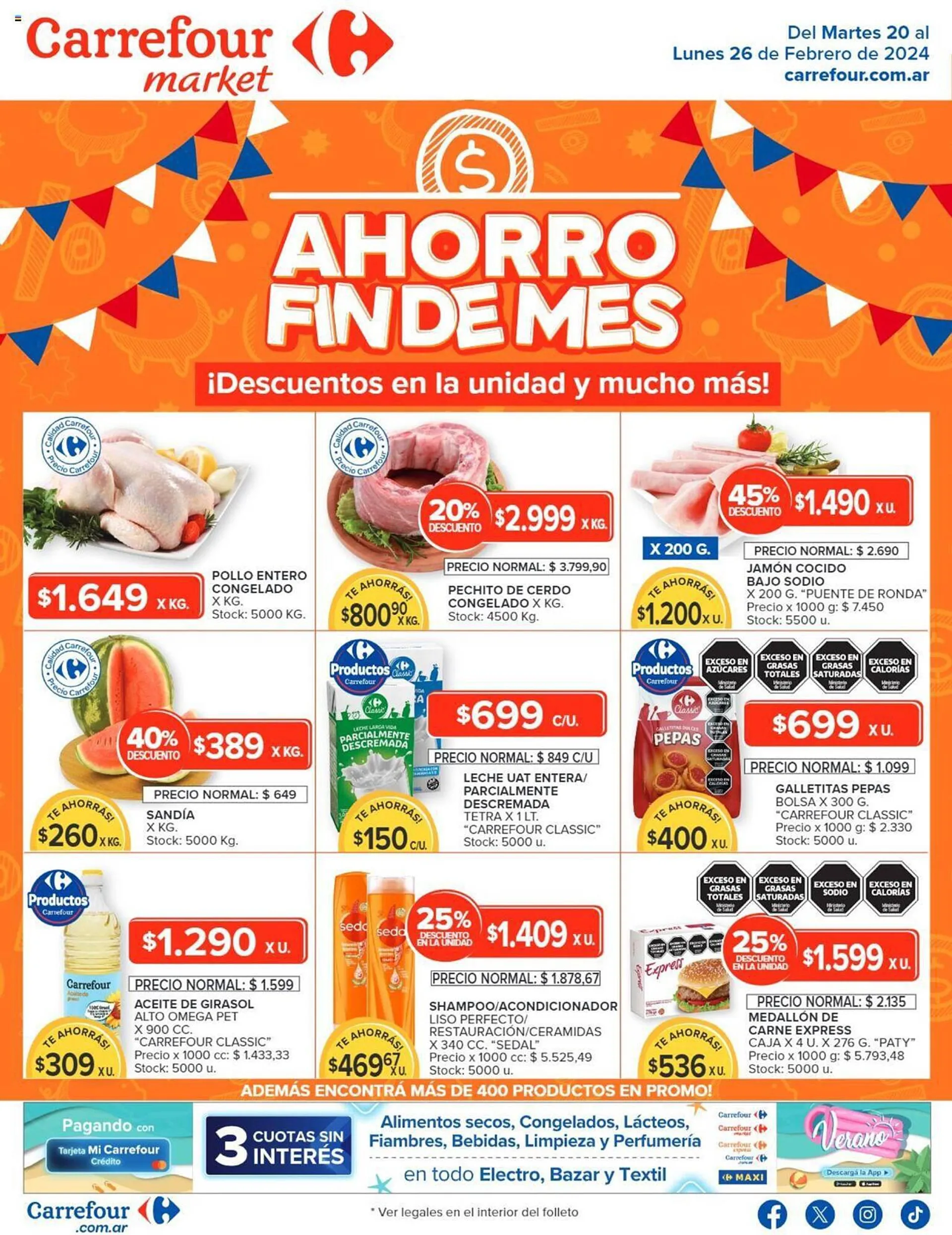 El precio y las condiciones de Carrefour Market están en el catálogo o el  sitio web que dirigen.