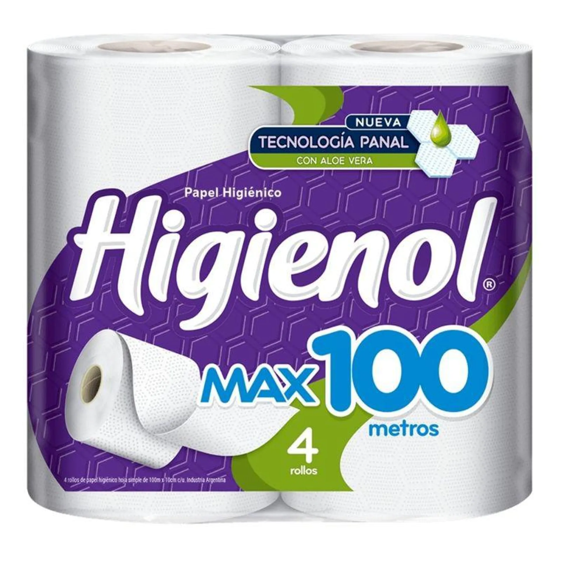 Papel Higienico Max 100Mts Aloe Higienol 4 Ud.