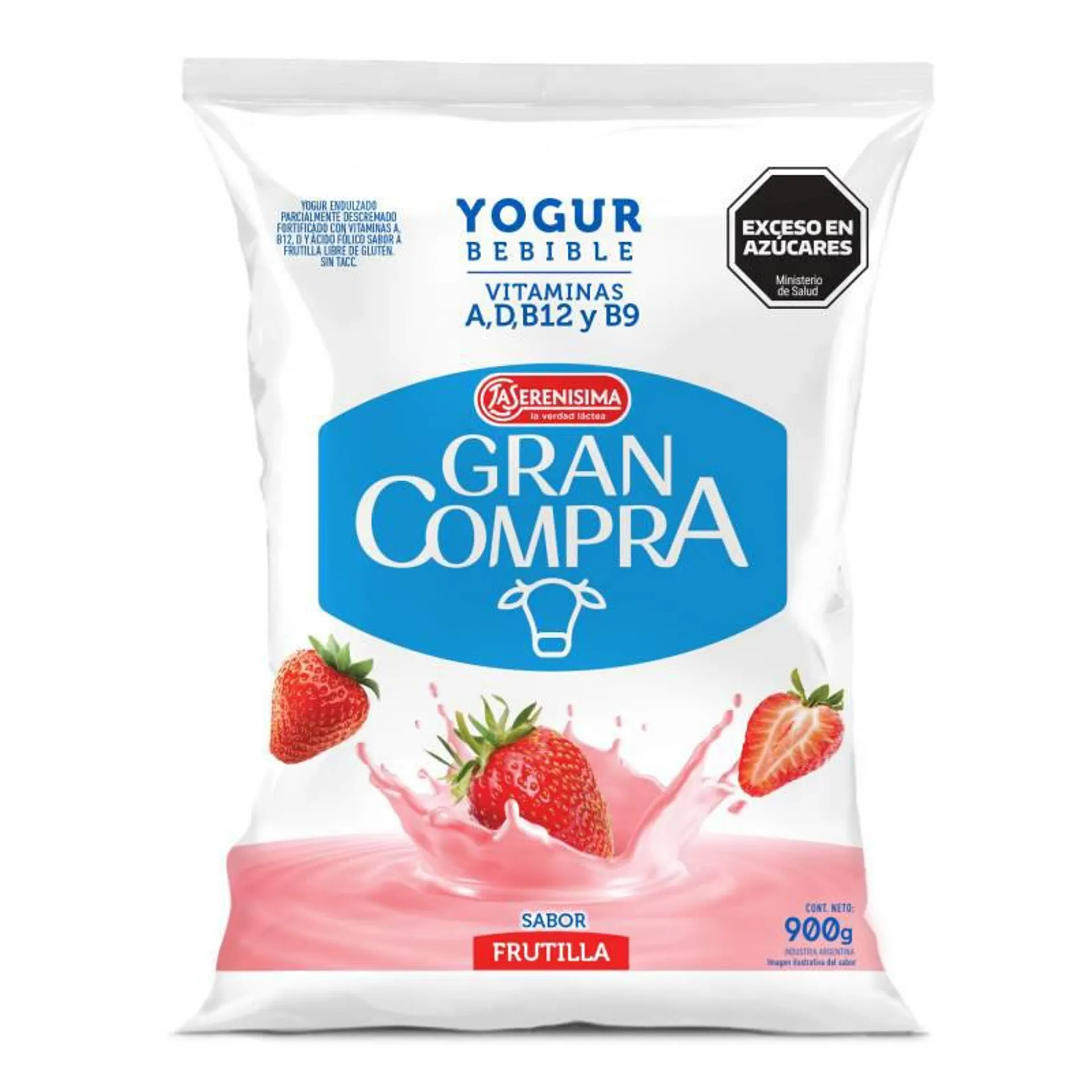 Yogur Parcialmente Descremada Frutilla Sachet Gran Compra x 900 g.