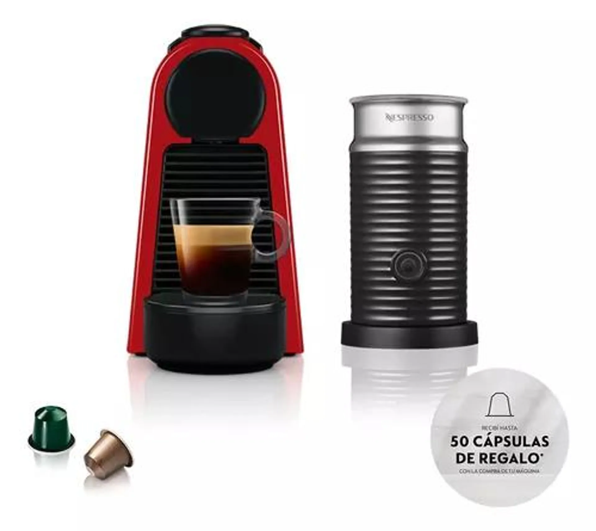 Cafetera Nespresso Essenza Con Aeroccino 14 Cápsulas Regalo