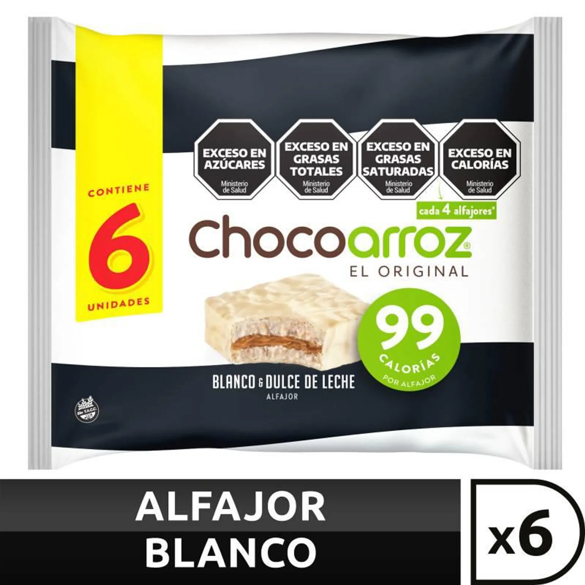 Alfajor de Arroz Chocolate Blanco Chocoarroz 6 un x 132 g.