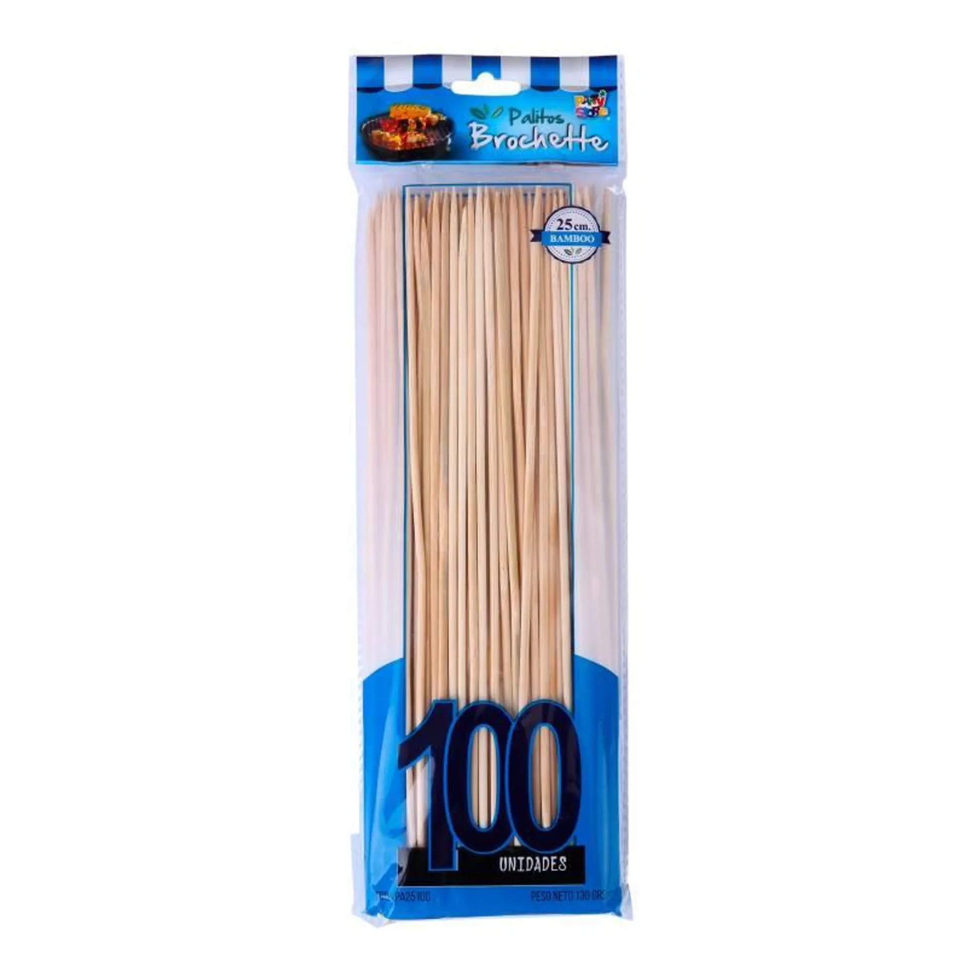 Palito Brochette 25 cm Party Store x 100 Un.