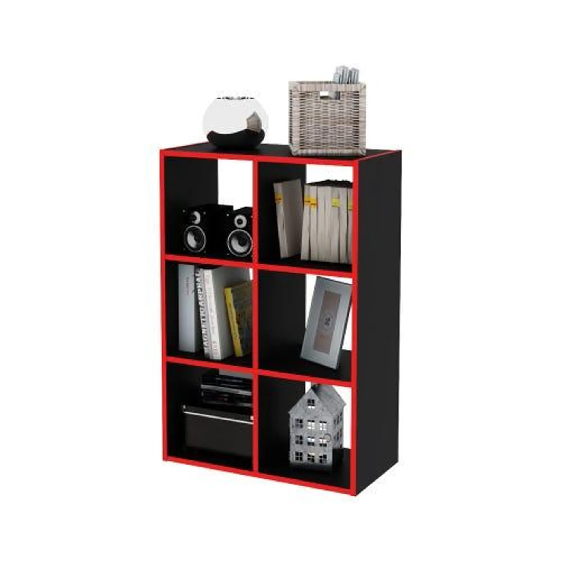 Organizador cubo 6 espacios CU6 negro y rojo Centro Estant