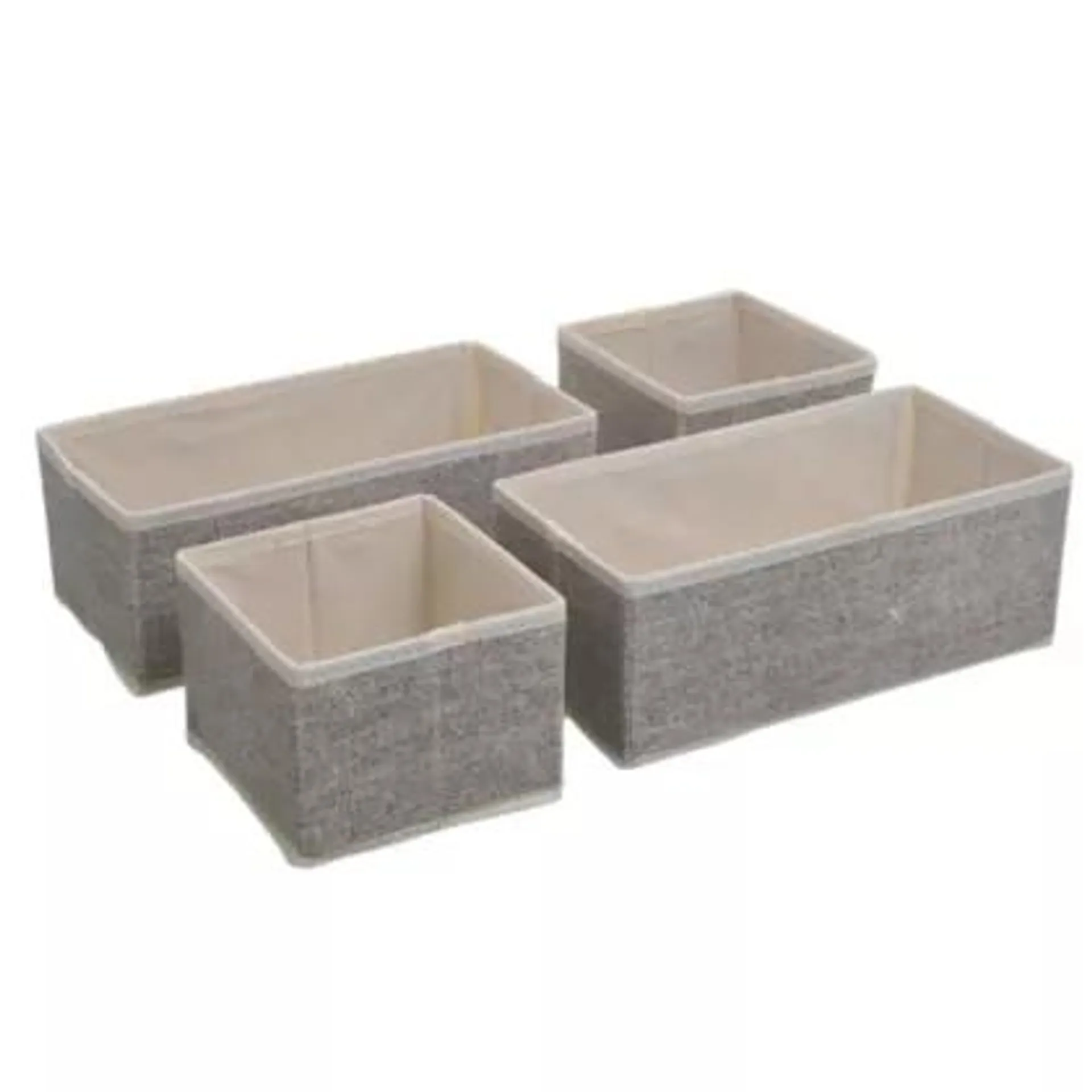 Set de 4 cajas organizadoras de tela gris