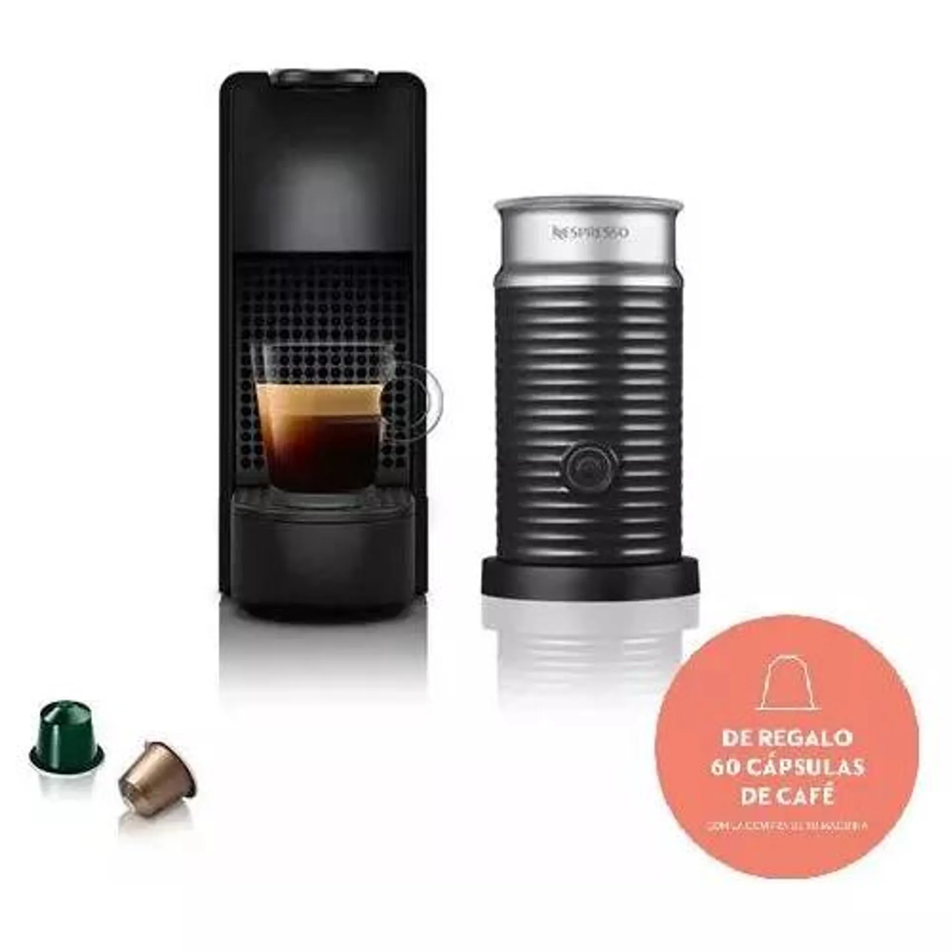 Cafetera Nespresso Essenza Con Aeroccino 14 Cápsulas Regalo