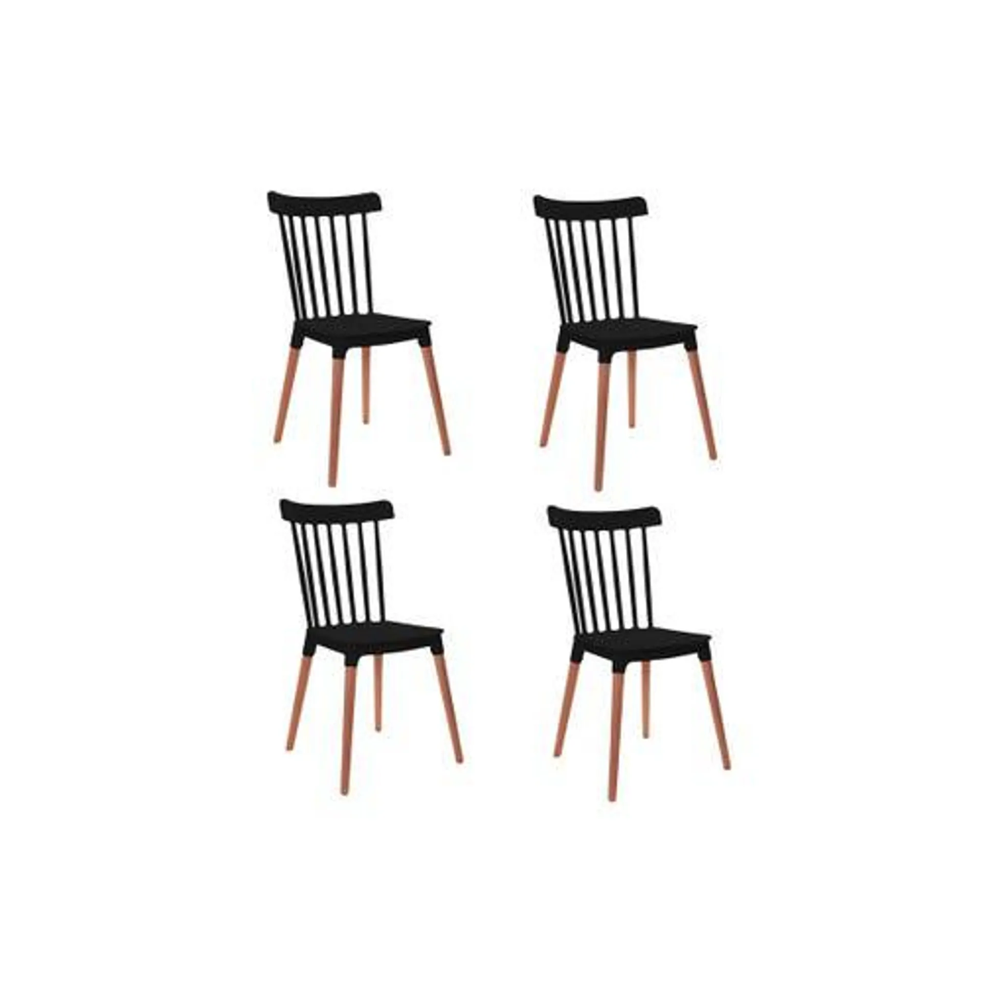 Set de 4 sillas Windsor negras Garden Life