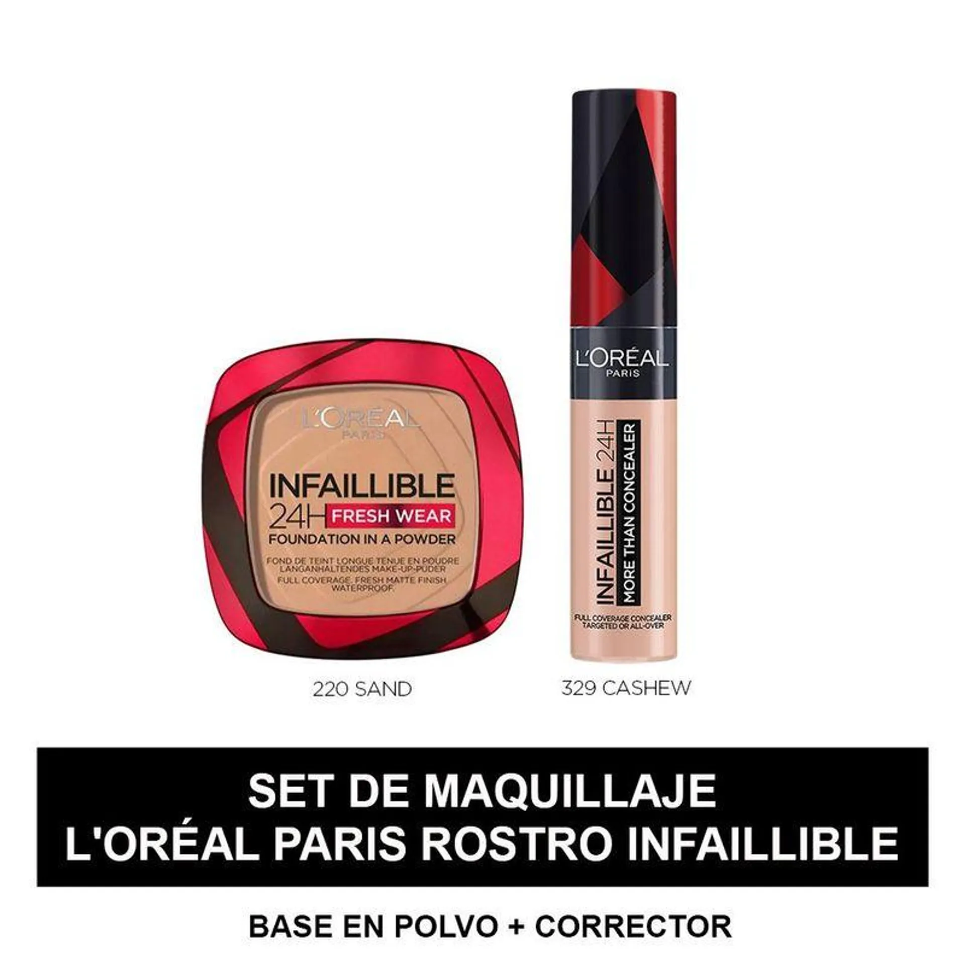 Kit De Maquillaje Infaillible: Base En Polvo 220 + Corrector 329