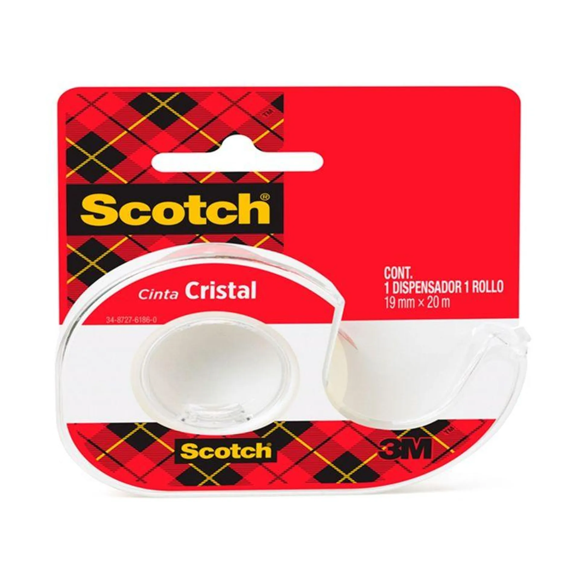 CINTA ADHESIVA SCOTCH CRISTAL 19 MM X 20 MTS CON DISPENSER ...