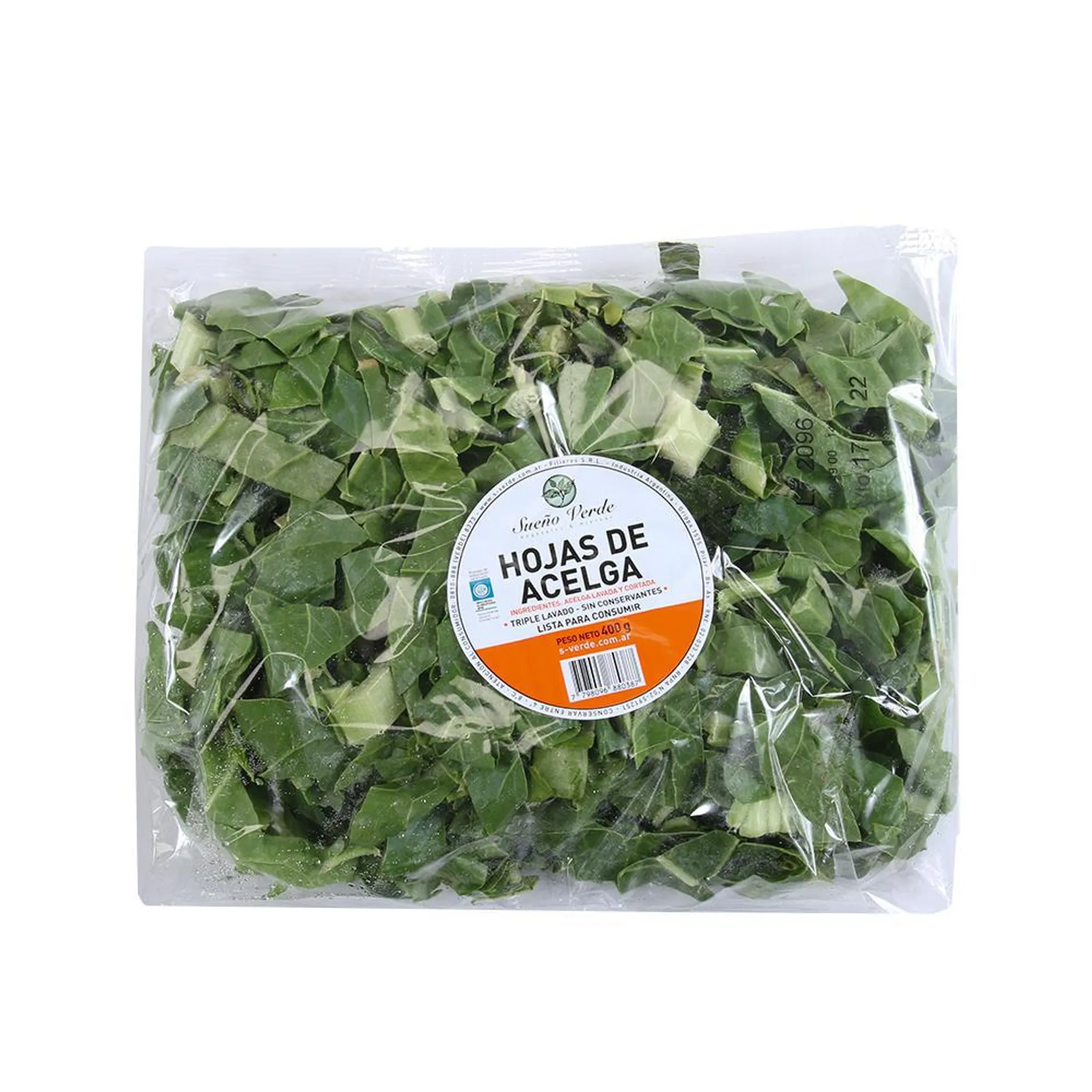 Acelga Lavada Y Cortada SUEÑO VERDE X 400 Gr