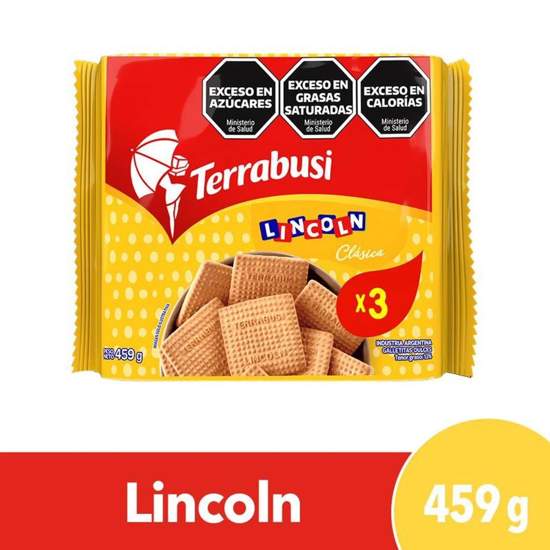 Galletitas Dulces Lincoln Clásicas Terrabusi Tripack 459 Gr.