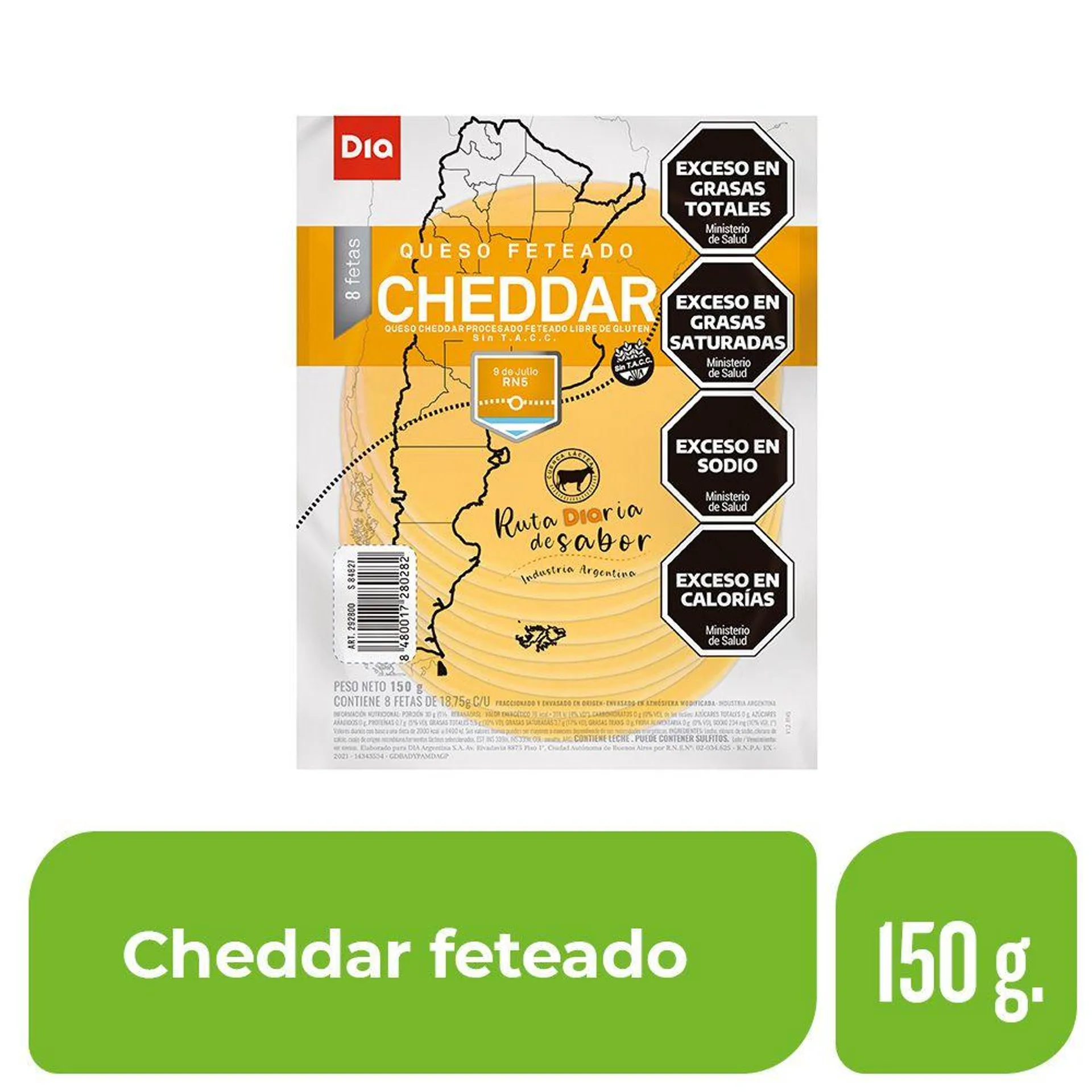 Queso Cheddar en Fetas DIA 150gr