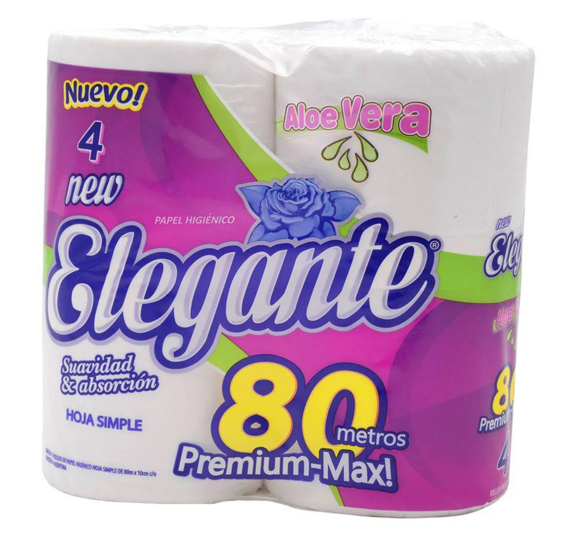 Papel Higiénico Elegante Aloe Vera 80mts 4 Un