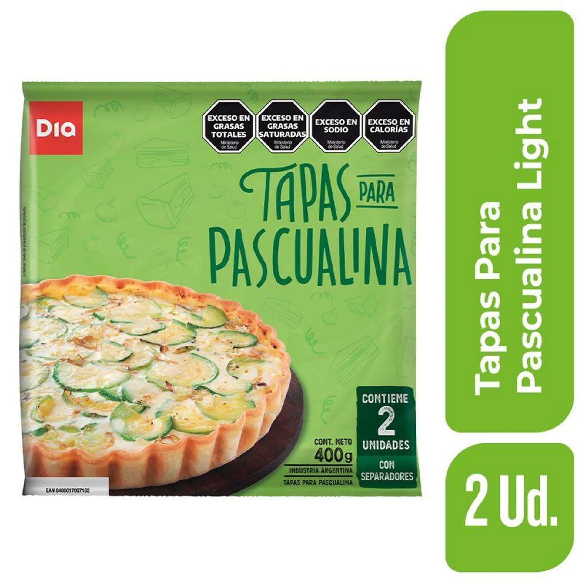 Tapa para Pascualina Light DIA 400 Gr.