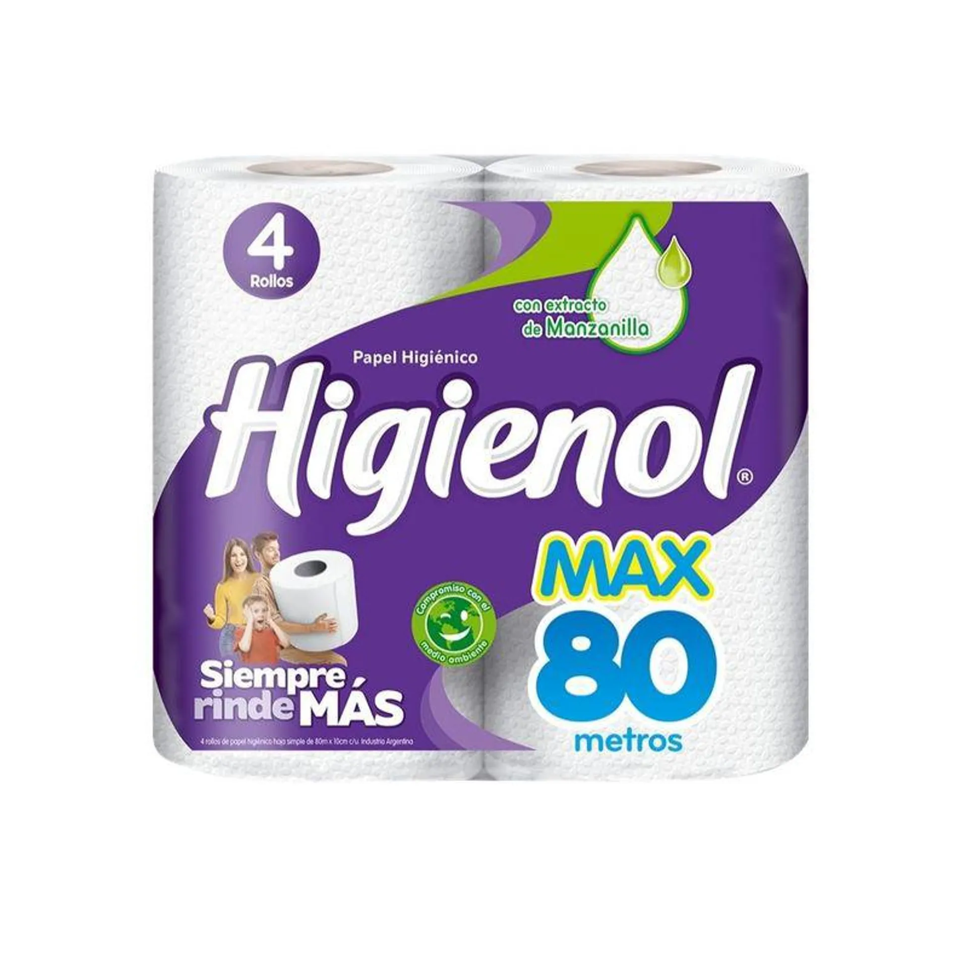 Papel Higienico Max 80Mts Aloe Higienol 4 Ud.