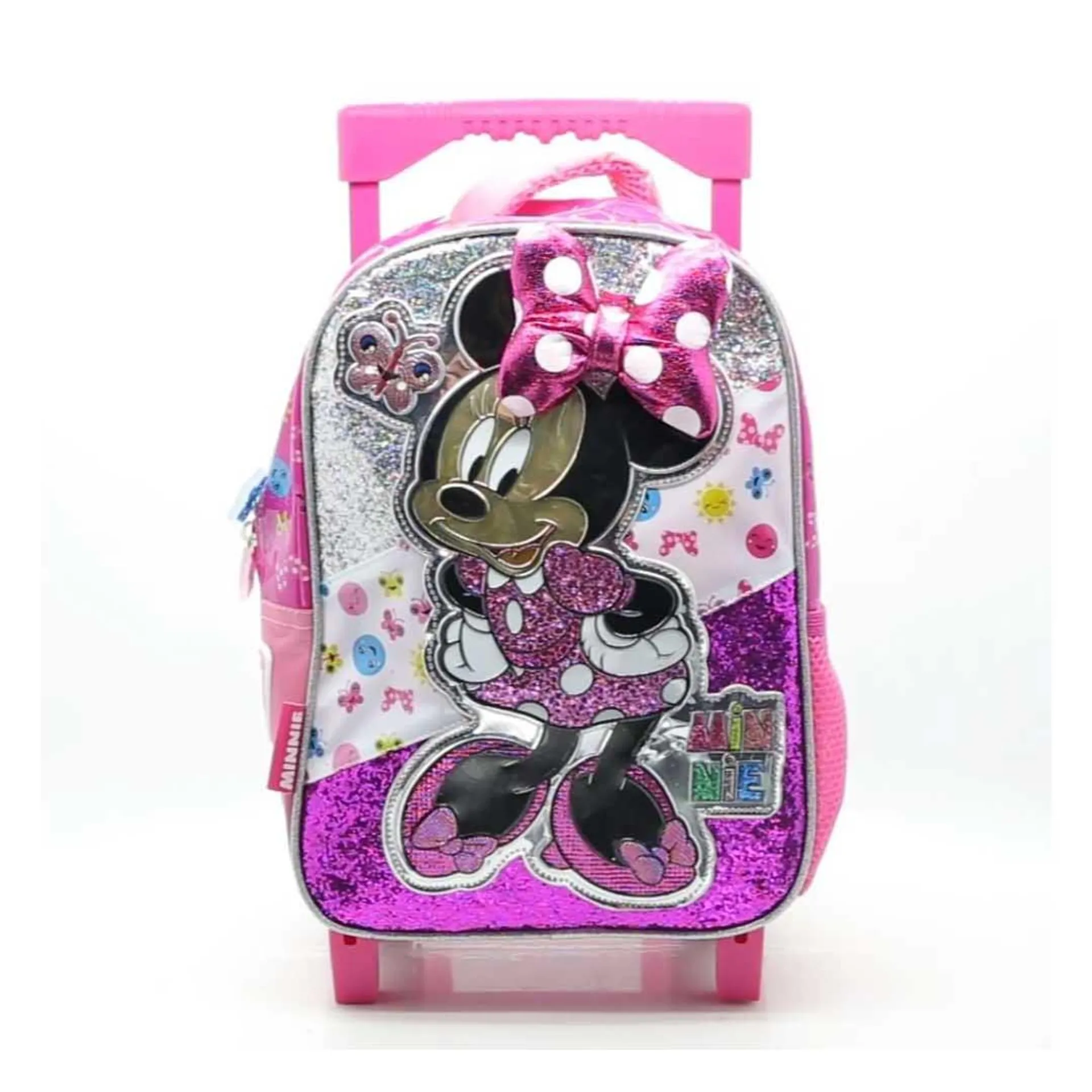 Mochila Minnie 12 Pulgadas Con Carro Y Moño