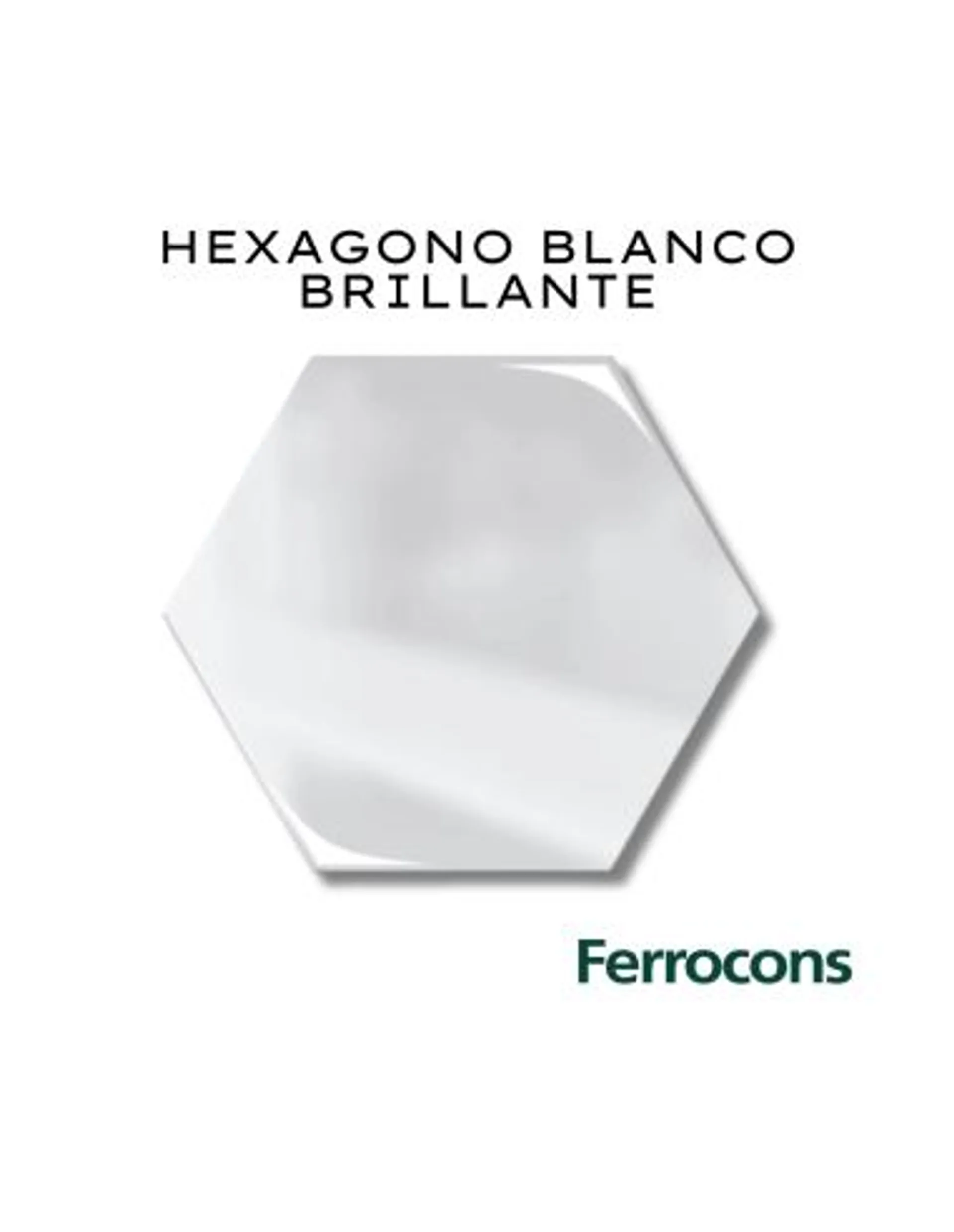 COLORES SOLIDOS REVESTIMIENTO HEXAGONO BLANCO BRILLANTE X UNID 20X23