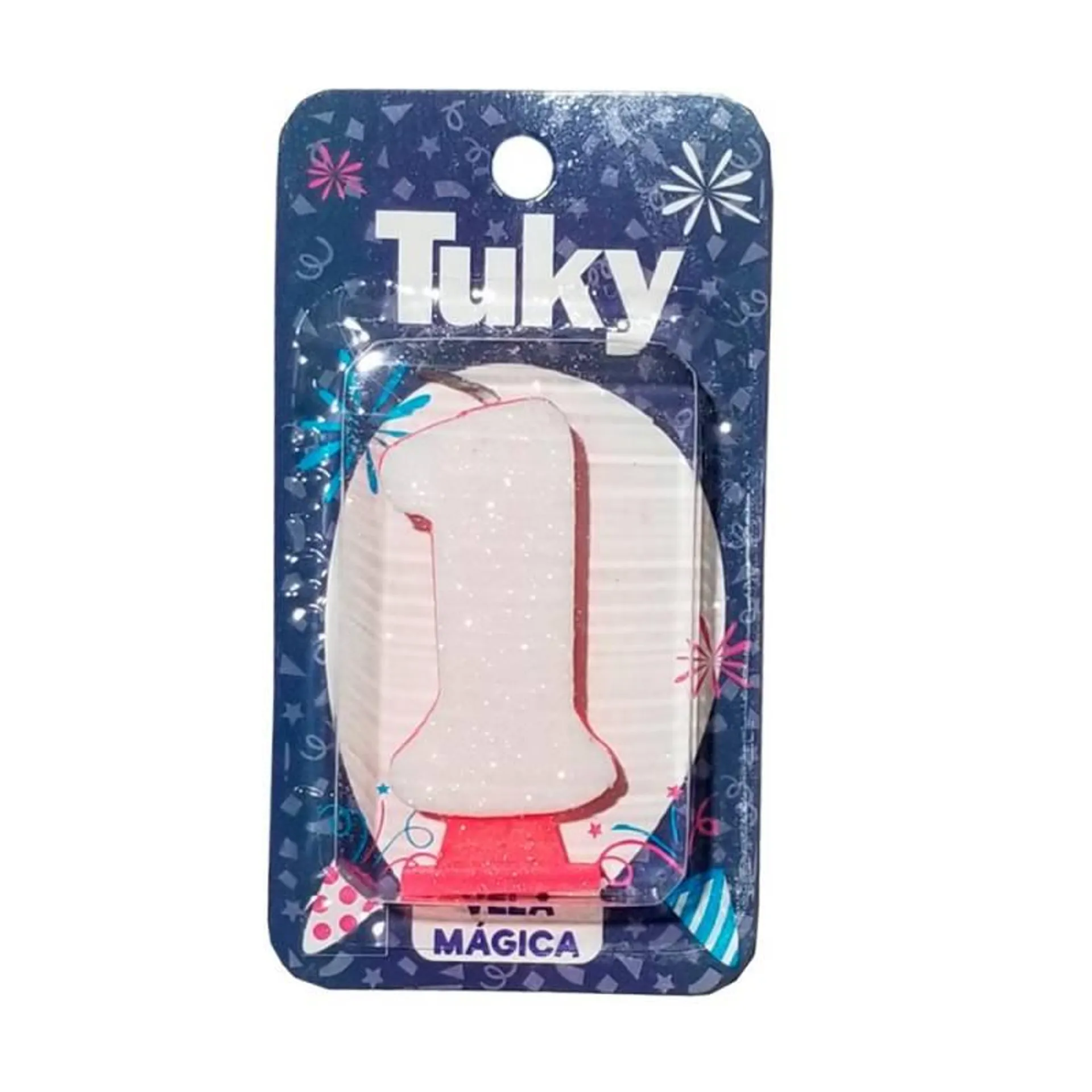 Vela N°1 Rosa/Celeste Tuky x 1 Un.