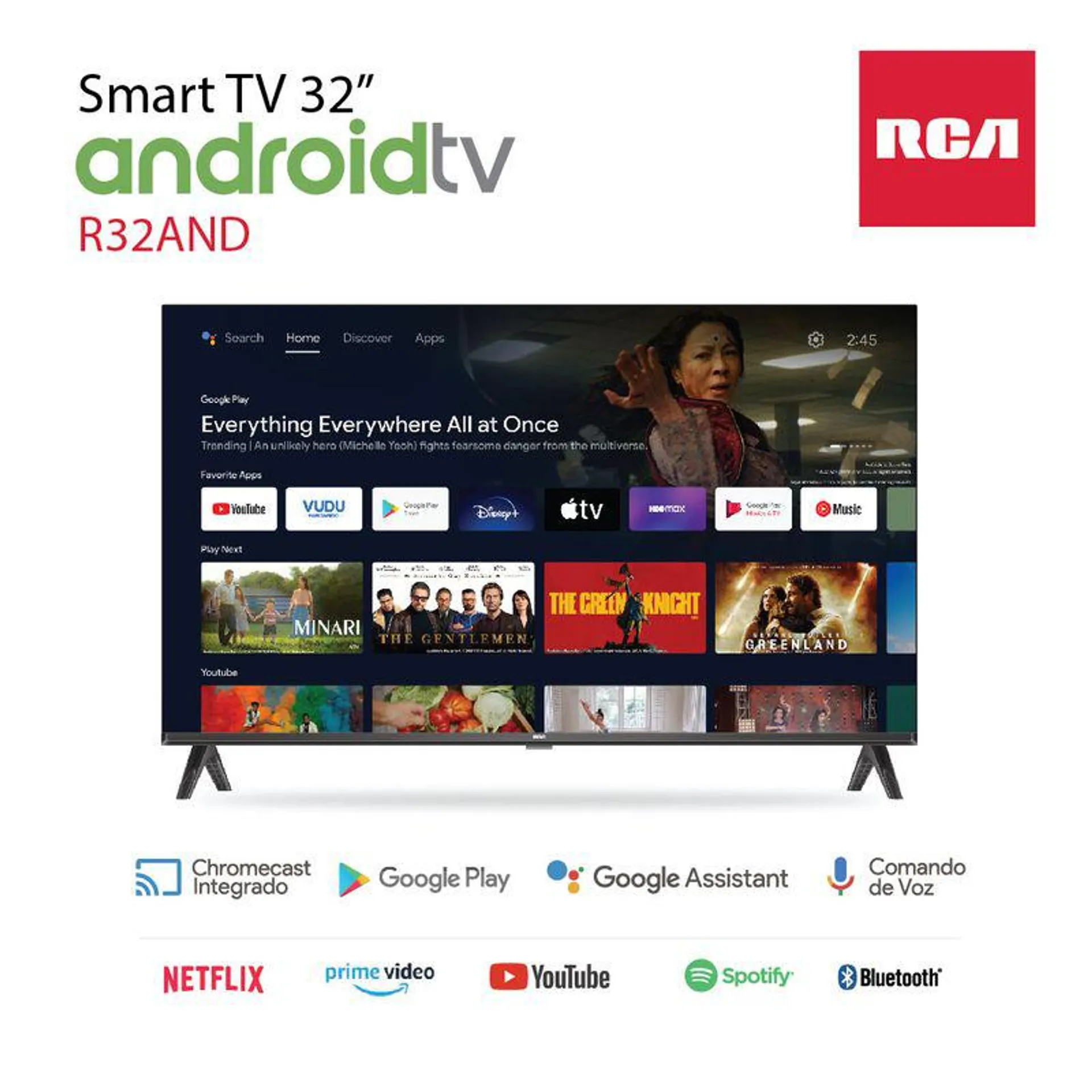 Smart TV RCA 32 R32AND ANDROID BT C/VOZ HDMI