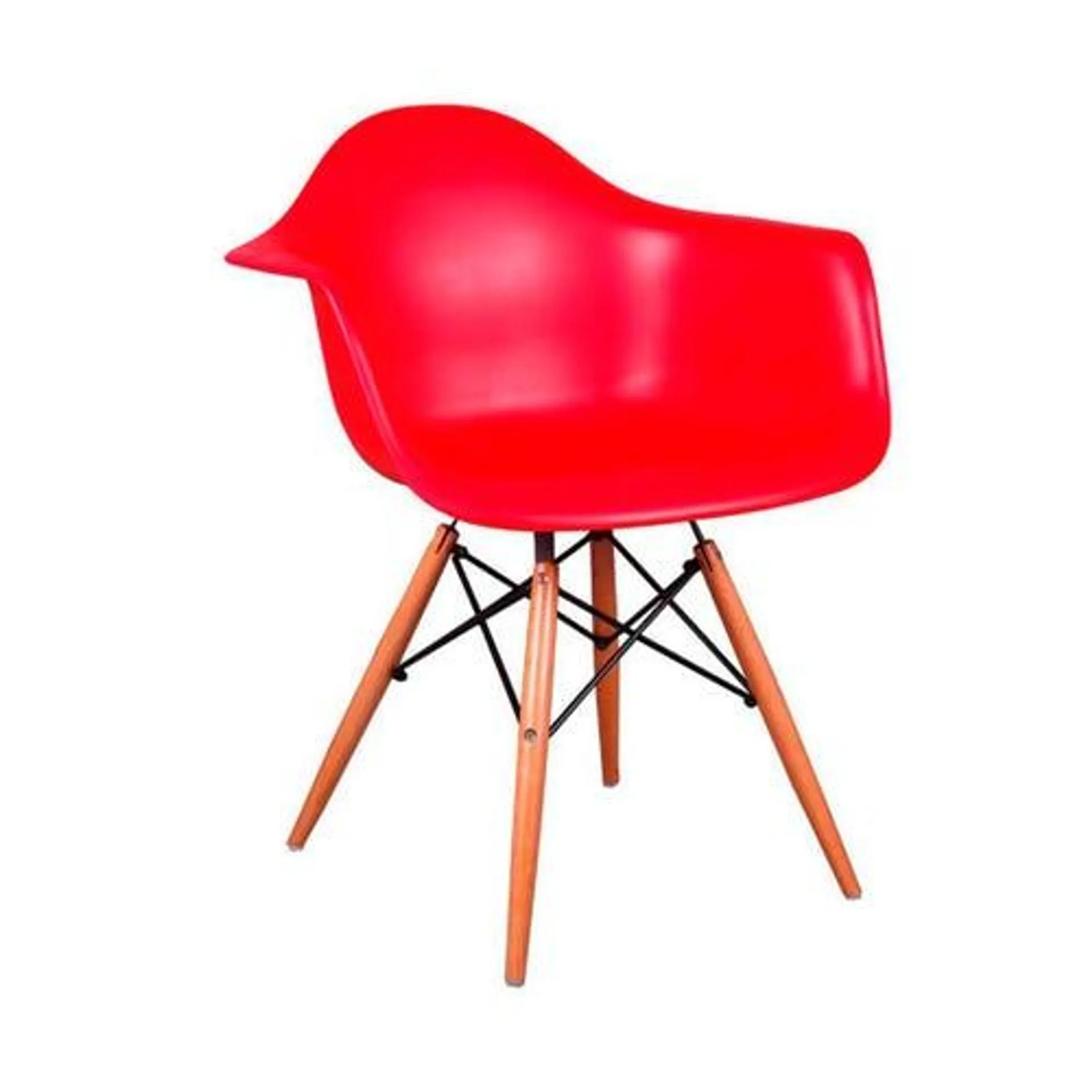 Silla Eames con posabrazos roja