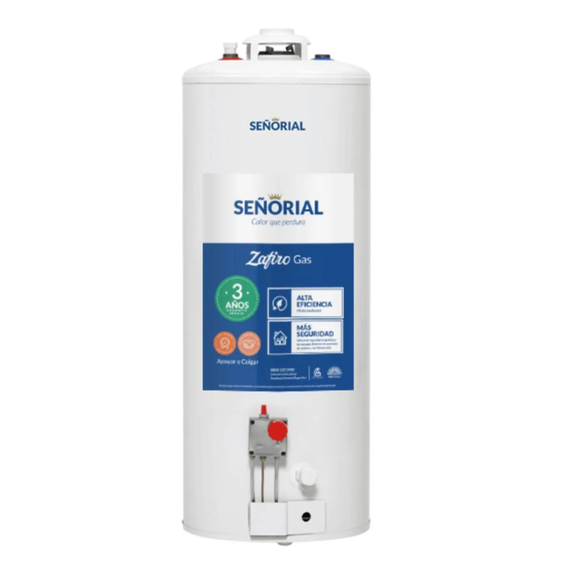 TERMOTANQUE SEÑORIAL 85L MULTIGAS DE PIE-COLGAR CONEX. SUPERIOR LINEA ZAFIRO