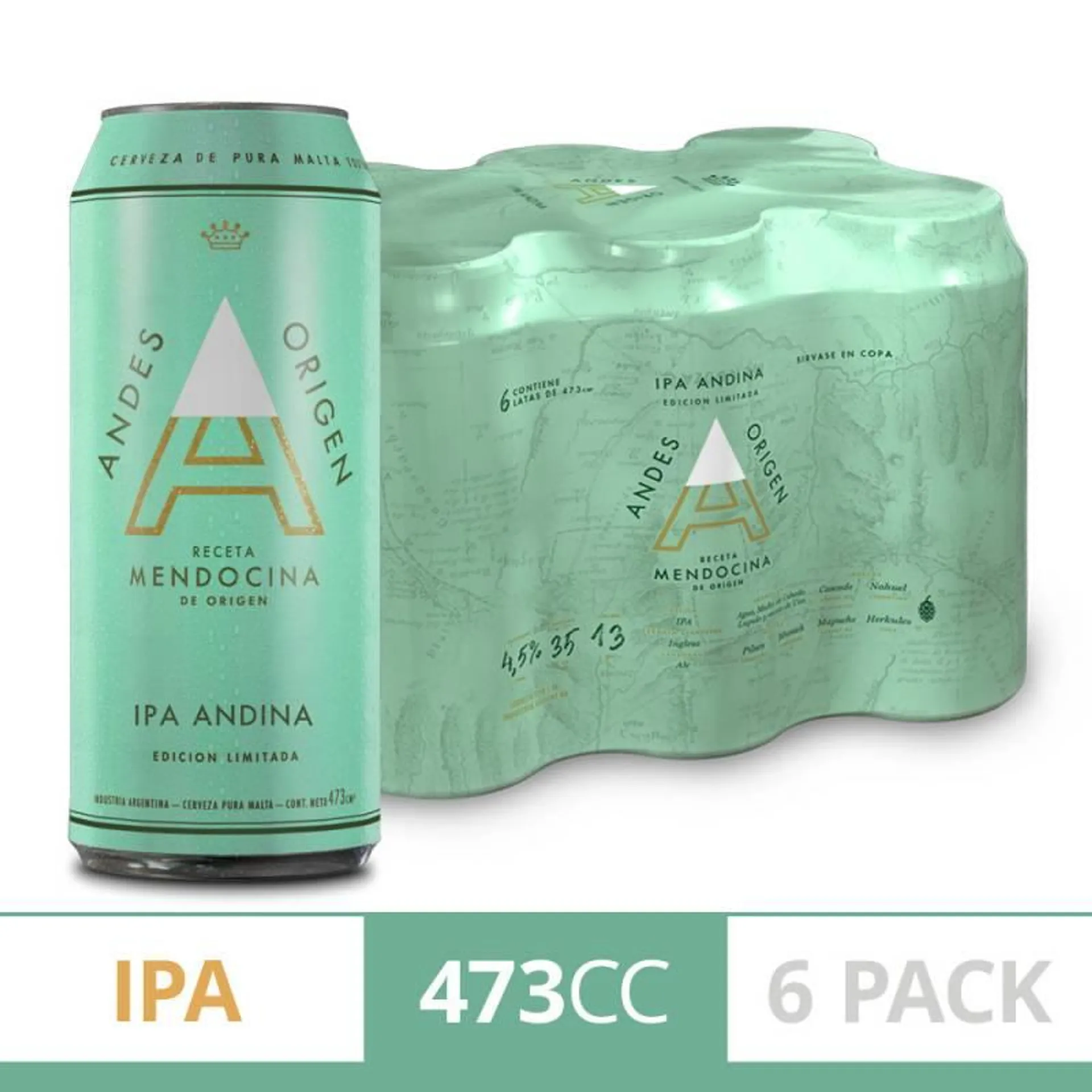 Cerveza Andes Origen IPA Andina Lata 473cc x6