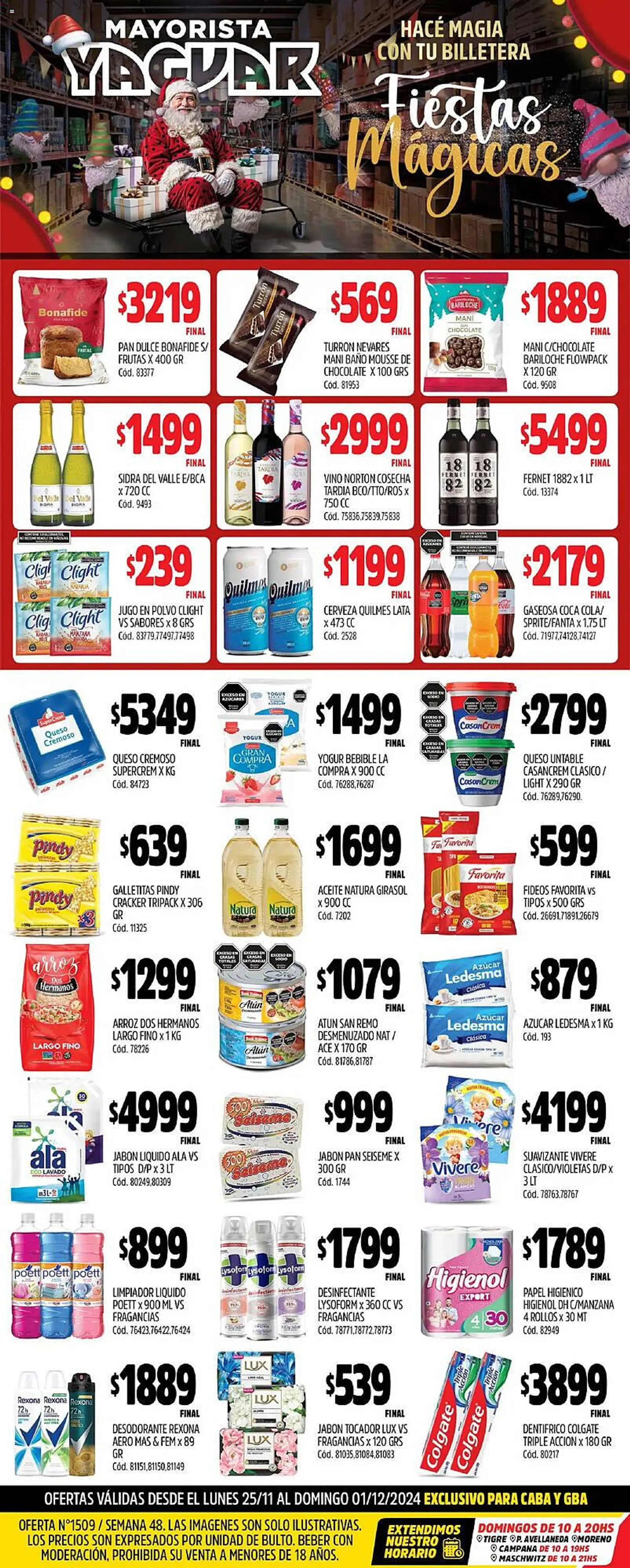 Ofertas de Catálogo Supermercados Yaguar 25 de noviembre al 1 de diciembre 2024 - Página 1 del catálogo