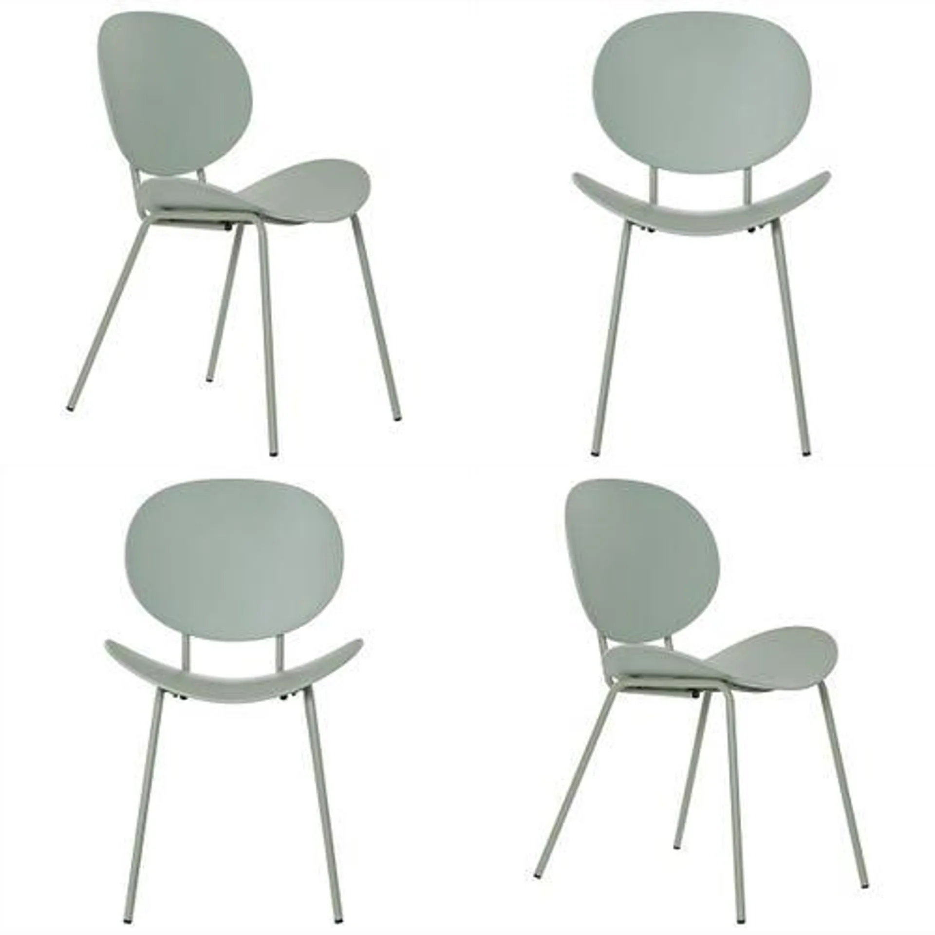 Silla Concept de comedor verde patas metal Makom x 4