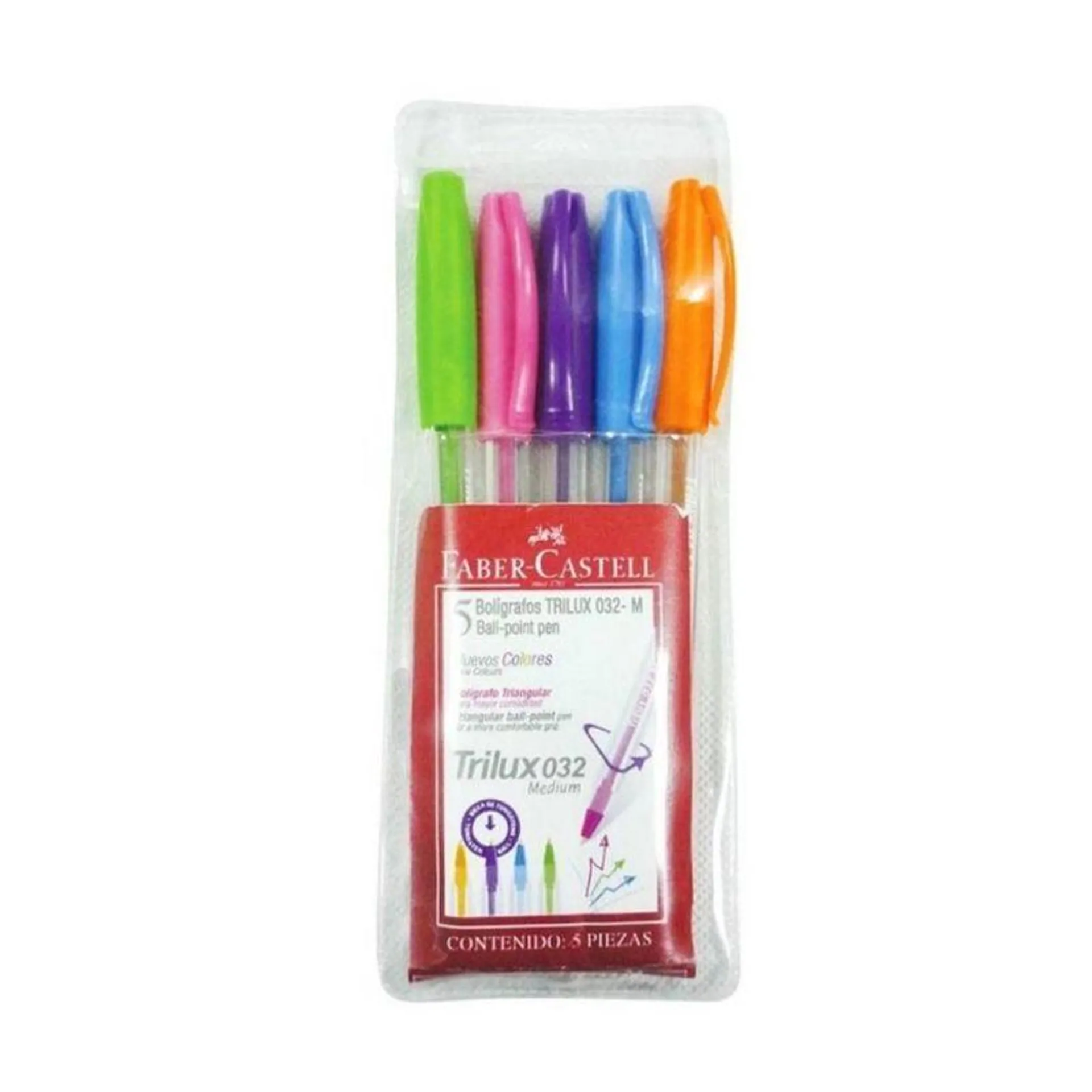 Boligrafos Faber Castell Trilux Colores x 5 u