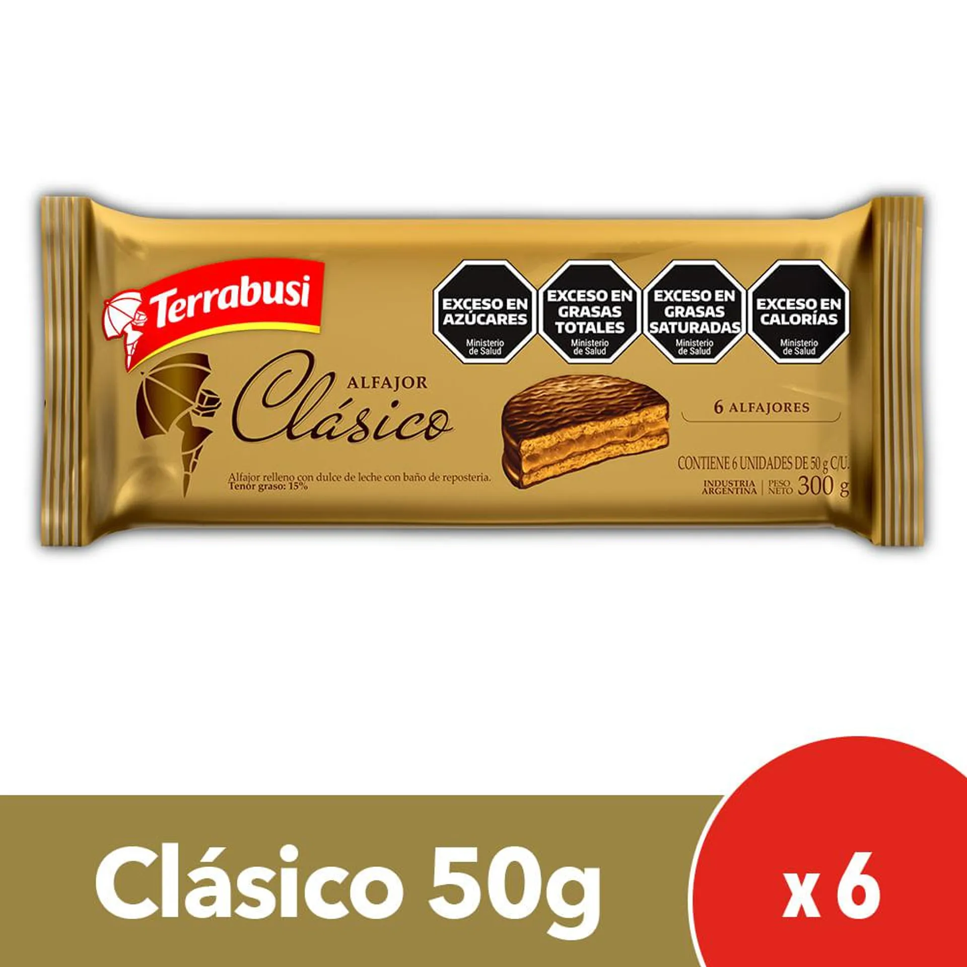 Alfajor Terrabusi Chocolate Clásico 6 uni 50 g. - Carrefour - Las mejores ofertas en supermercados
