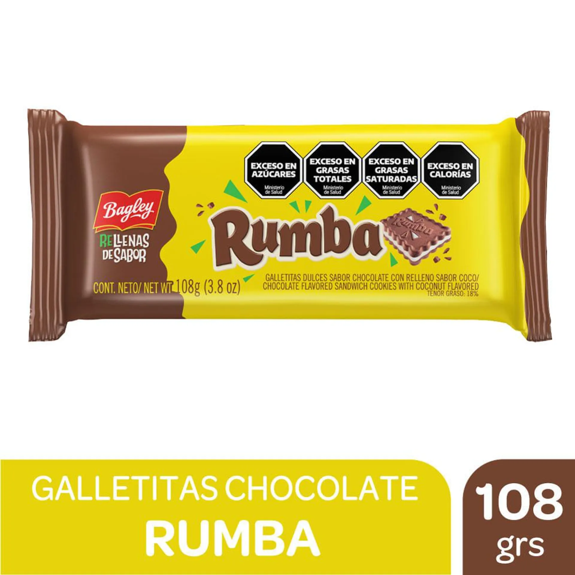 Galletitas Rumba chocolate rellenas vainilla 108 g. - Carrefour - Las mejores ofertas en supermercados
