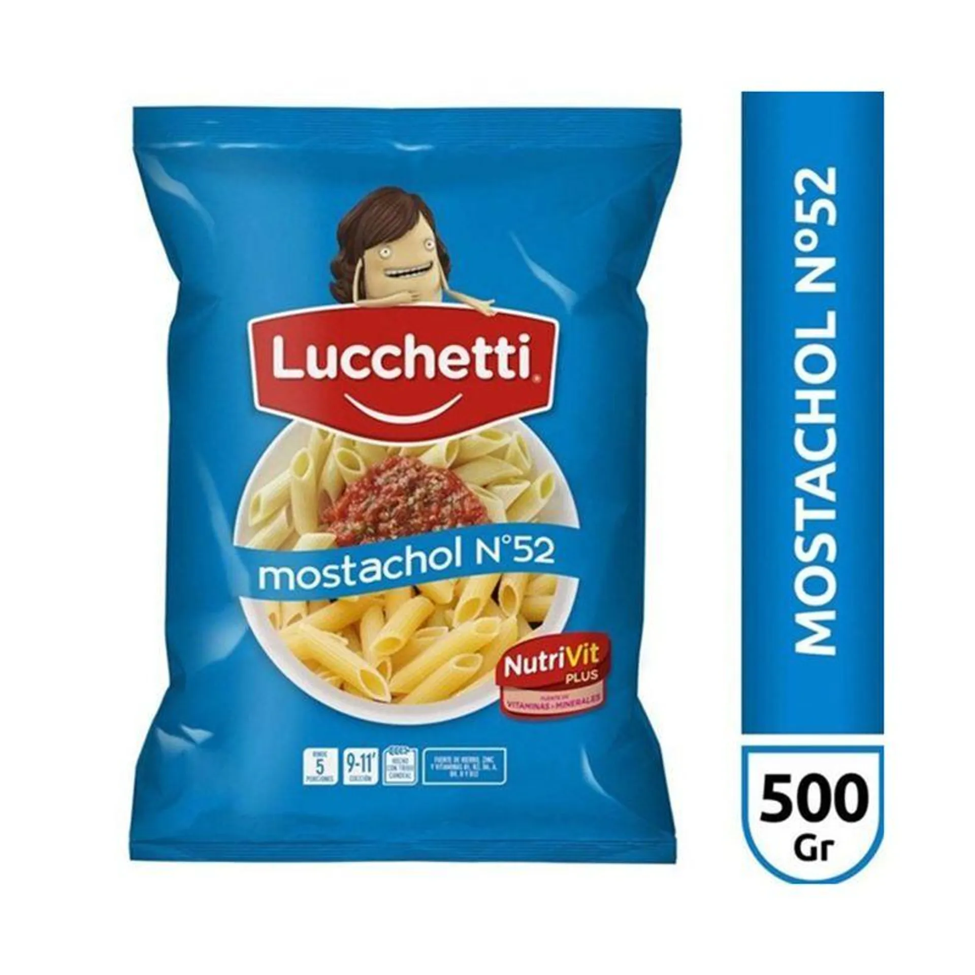 Fideos mostacholes N52 Lucchetti rayado 500 g.