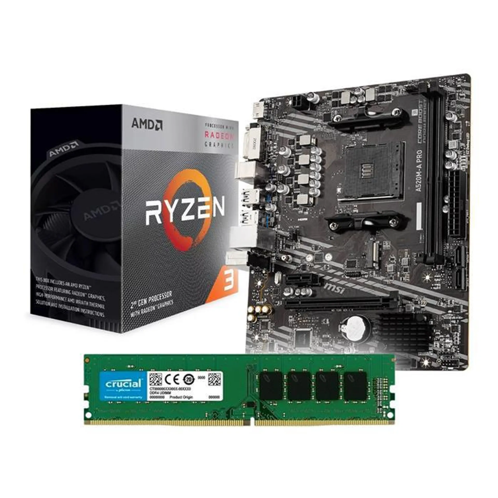 KIT ACTUALIZACION AMD RYZEN 3 3200G + MSI A520M-A PRO + 8GB DDR4 2666