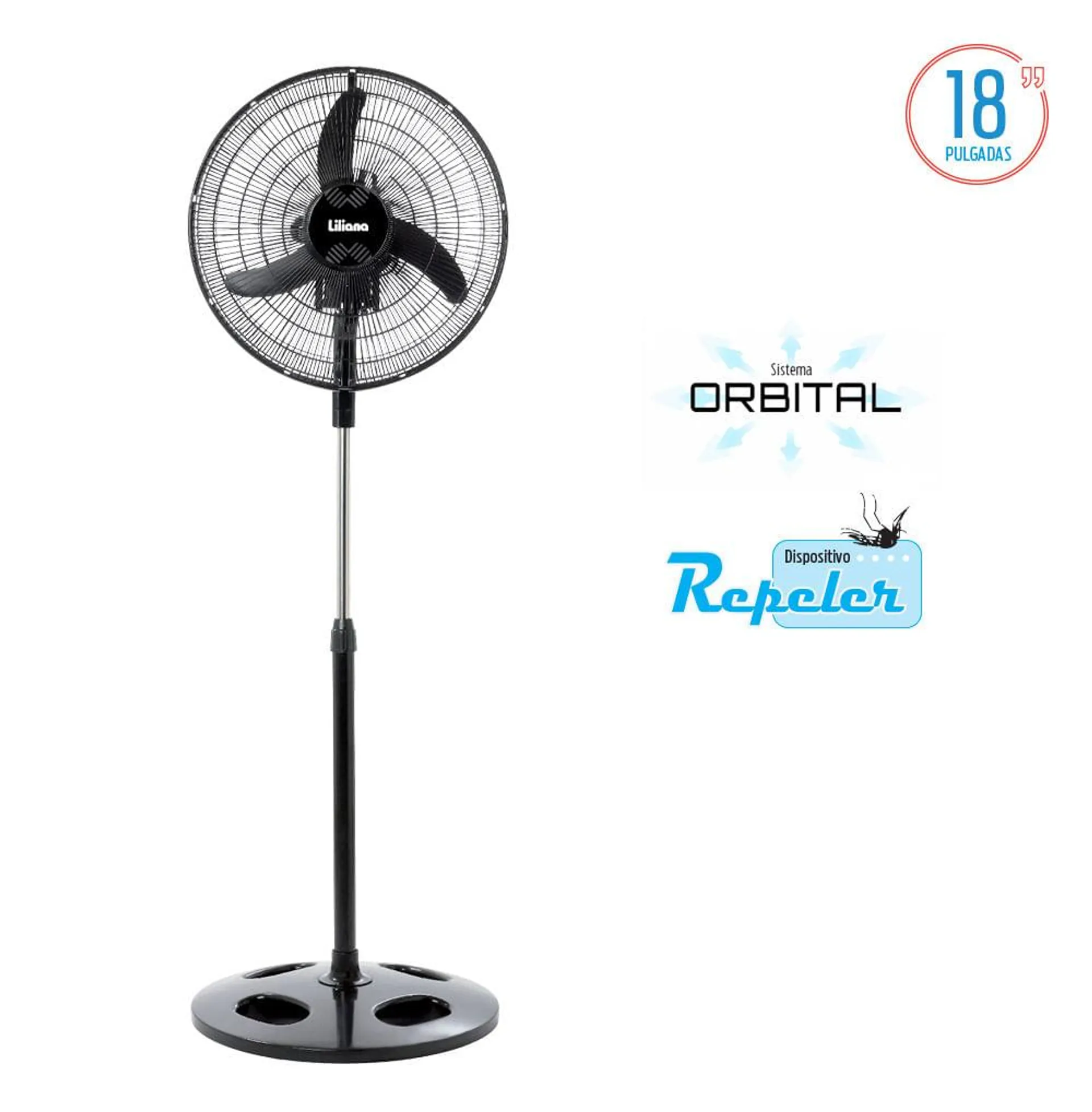 Ventilador Pie Liliana 18" Negro 75w Vprn18