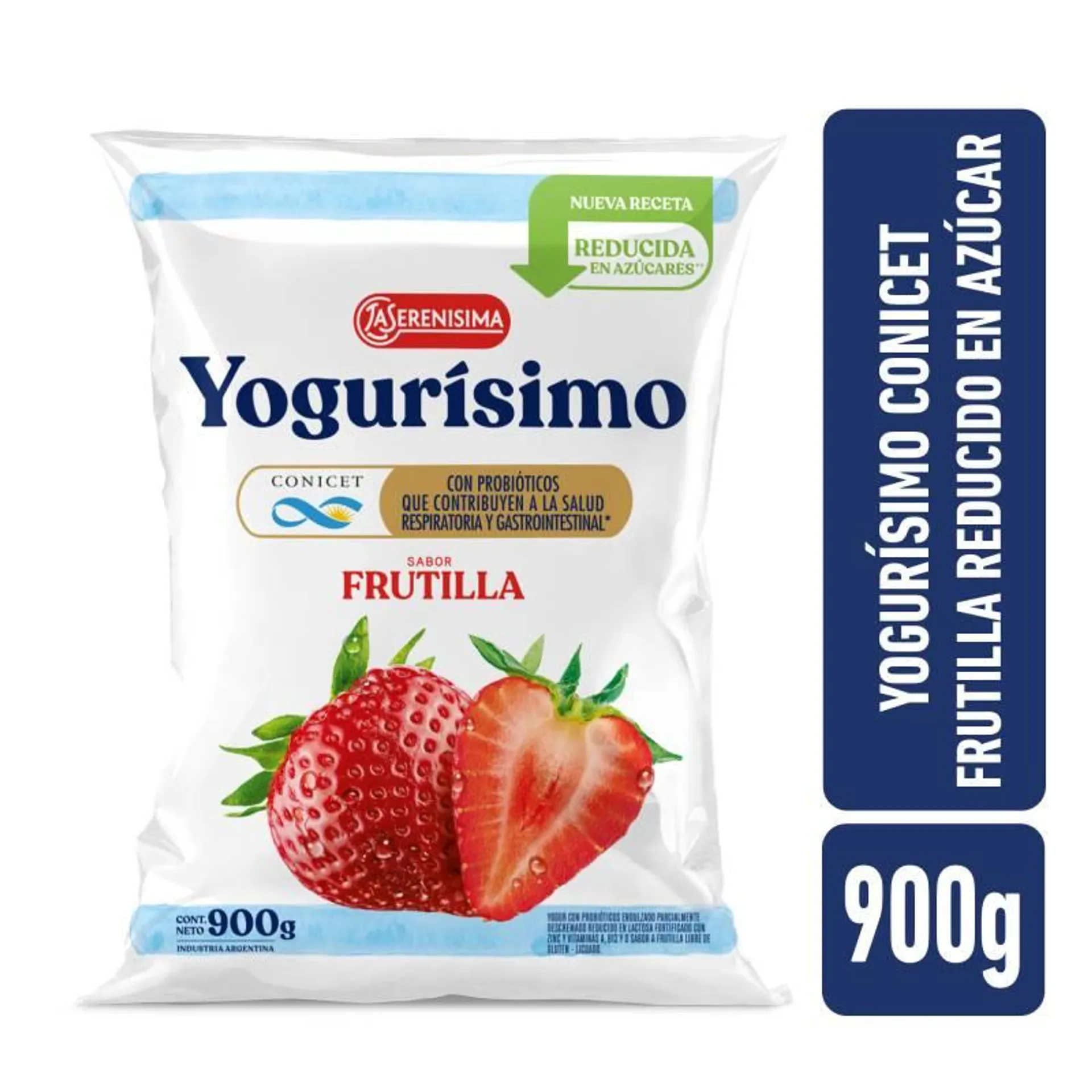 Yogur bebible frutilla reducido en azúcar Yogurisimo 900g