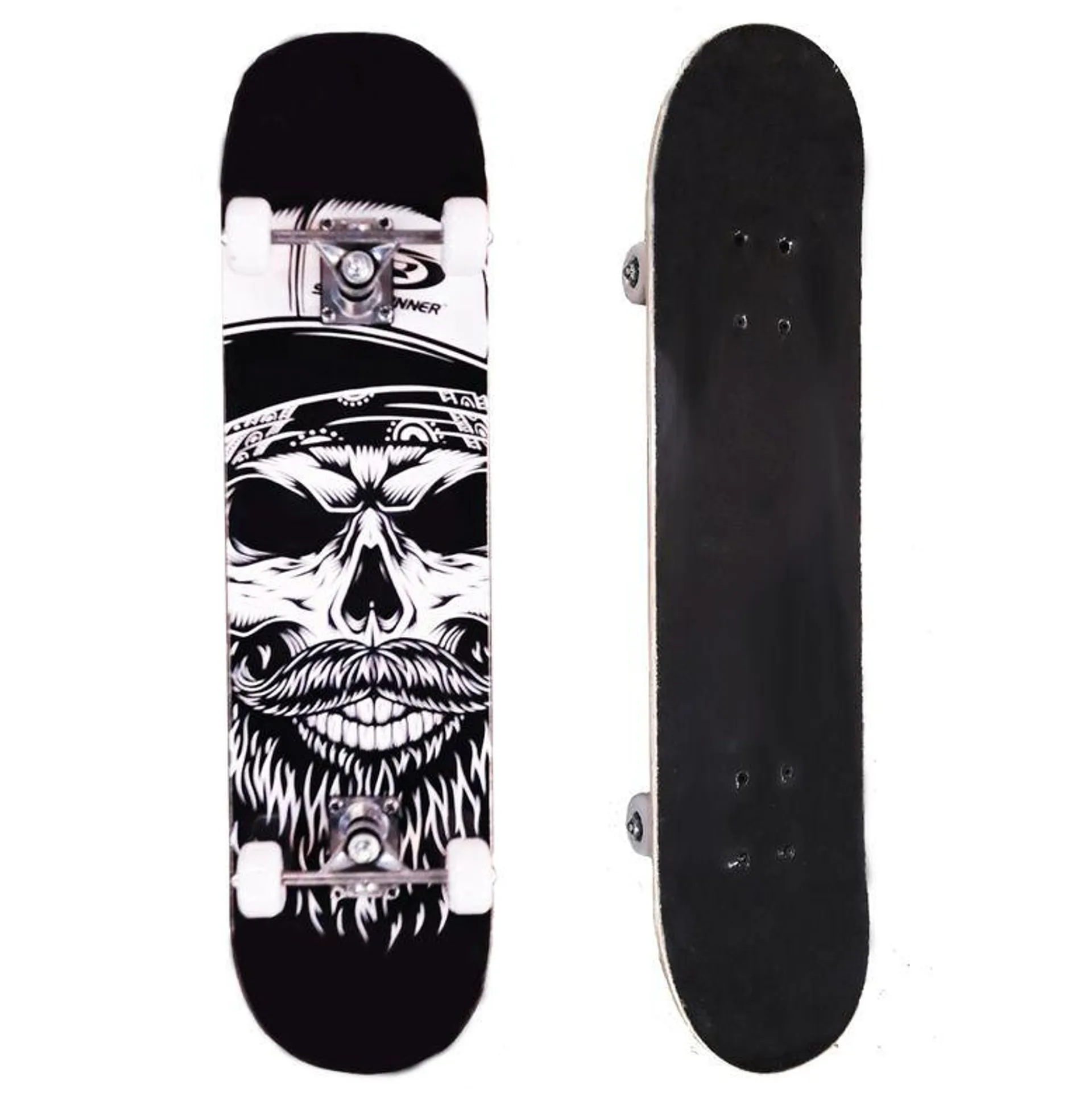 Skate Con Calaveras Blanco Y Negro 80 x 20 Cm