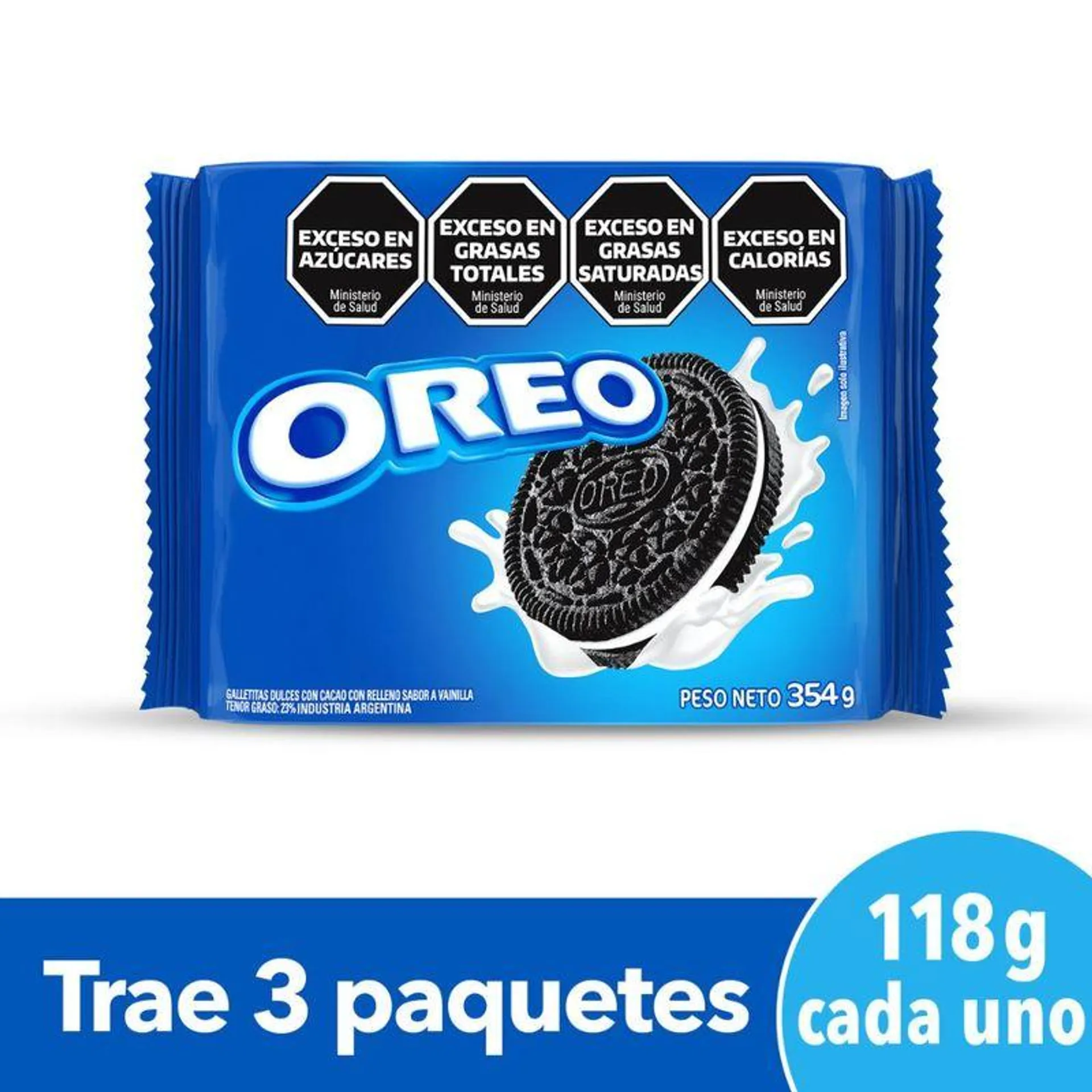 Galletitas Oreo Rellenas Con Crema Sabor Original 354 Gr.