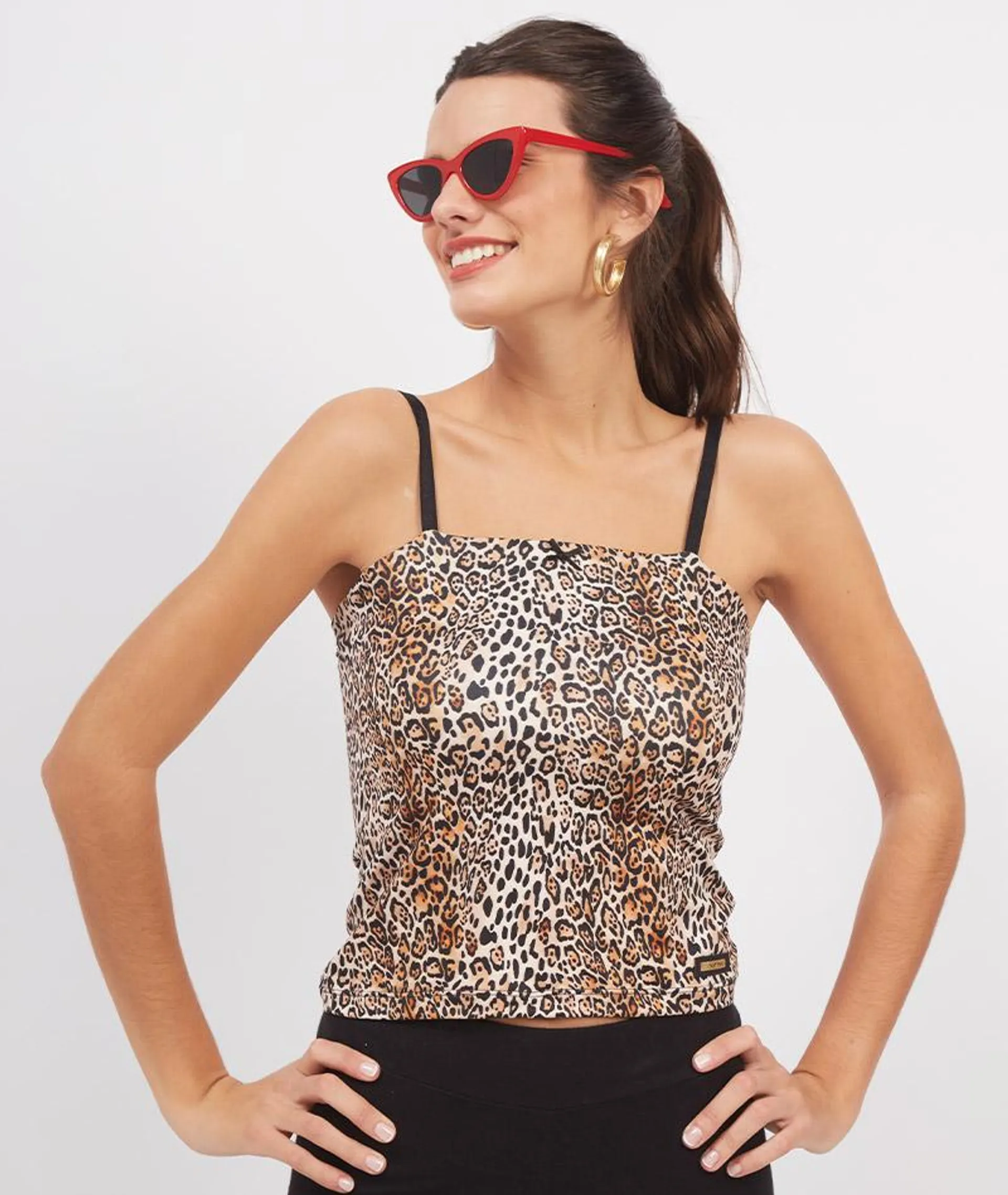 Tank top modal sublimado animal print con breteles regulables - Línea al cuerpo