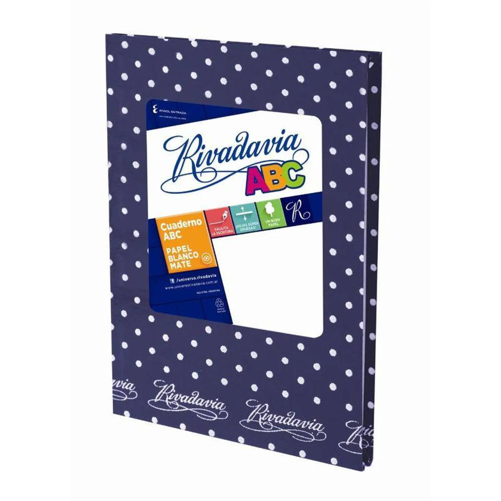 CUADERNO RIVADAVIA CON LUNARES AZUL 50 HOJAS TAPAS DURAS RAYADO