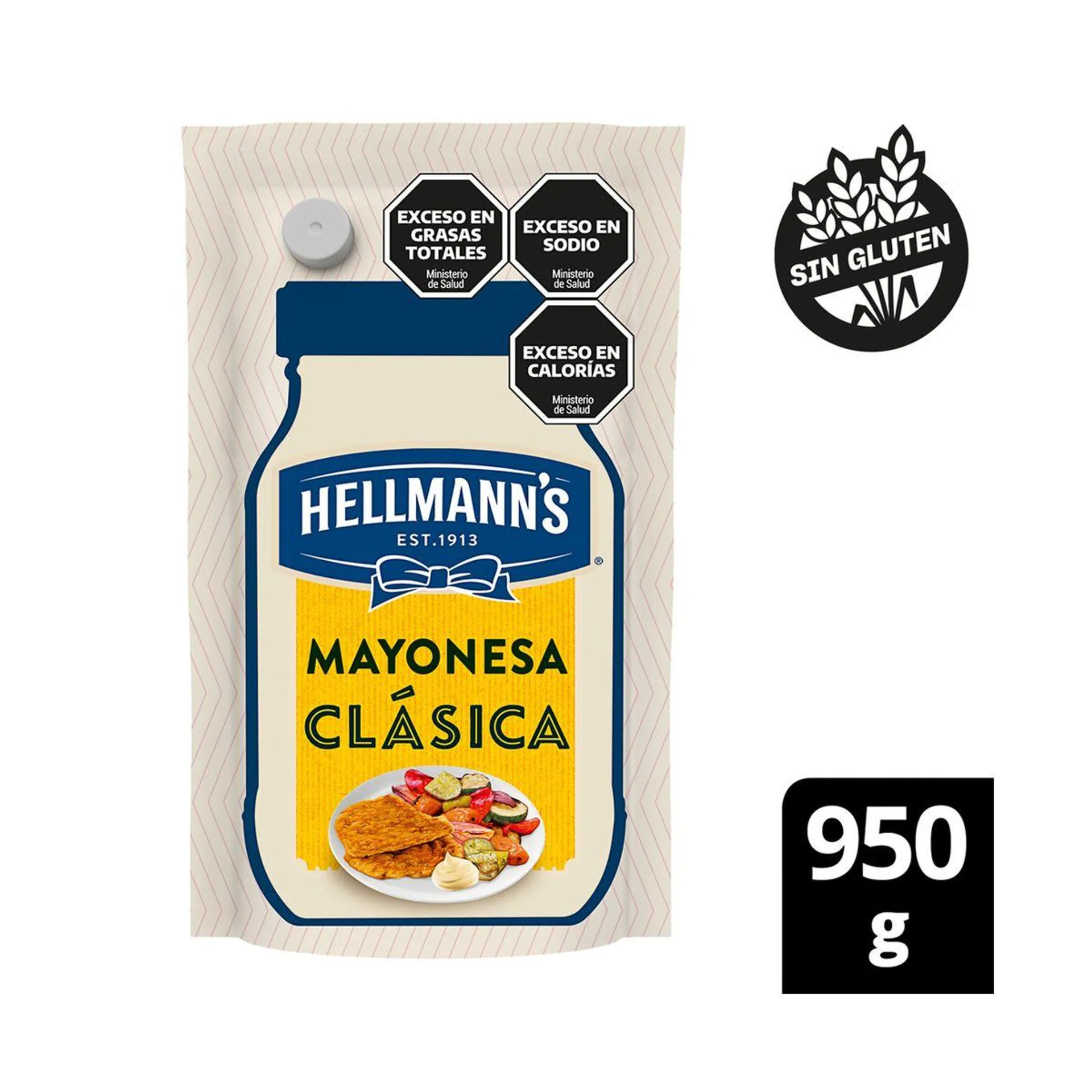 Mayonesa clásica Hellmanns sin tacc doypack 950 g.