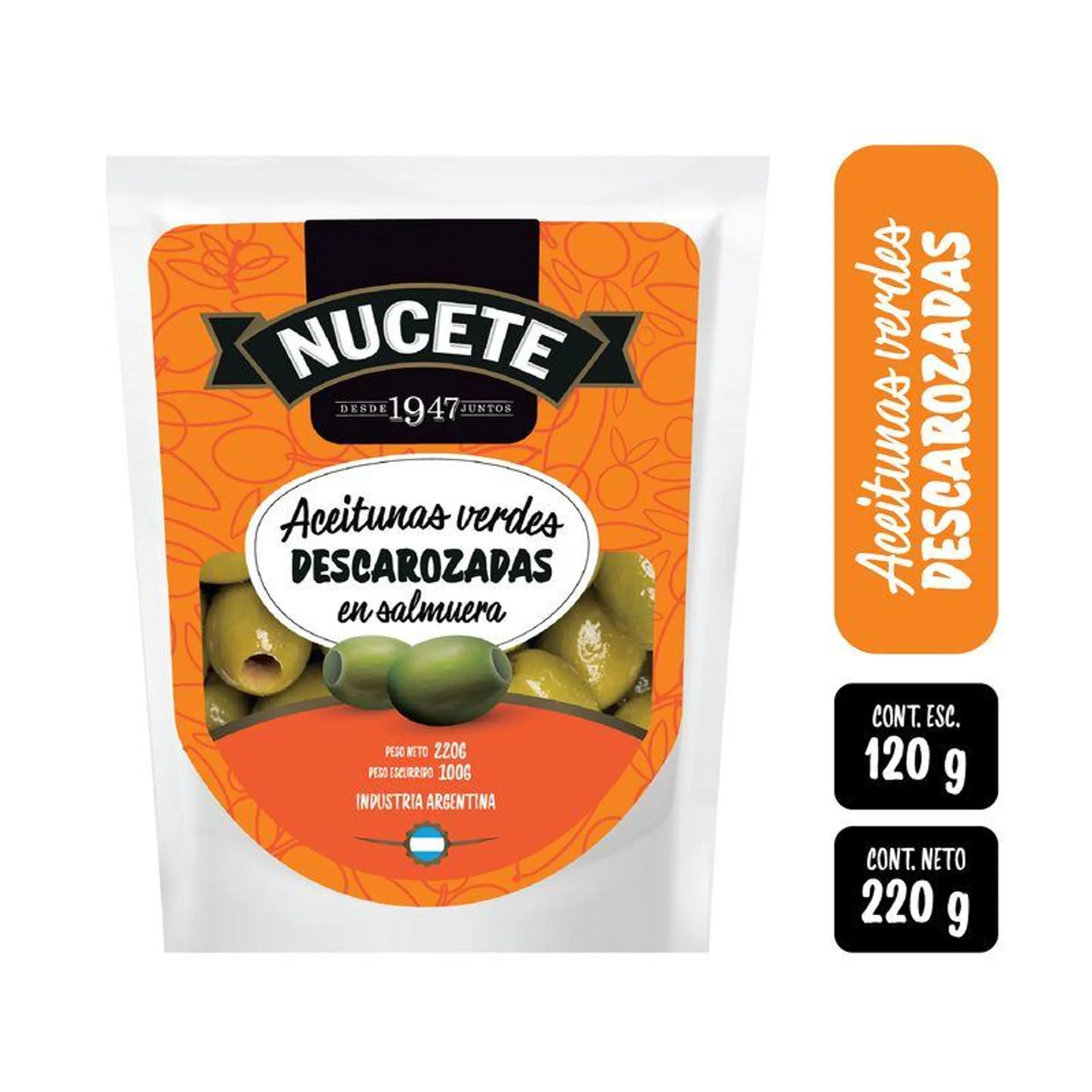 Aceitunas verdes Nucete descarozadas dp 220 g.